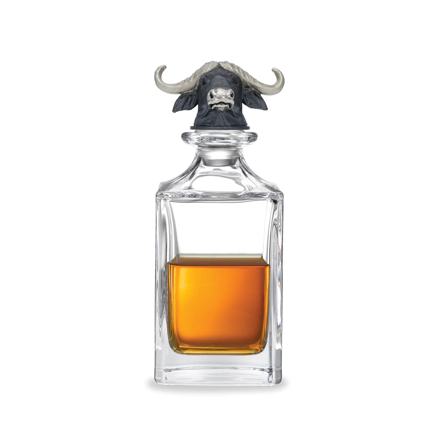 Buffalo head crystal decanter with metal-plated stopper by Deakin & Francis at EB London