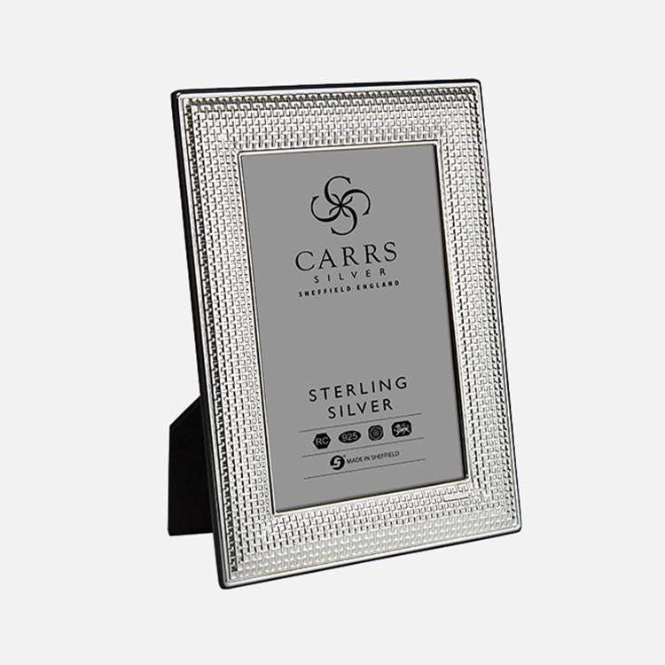 Carrs Silver Cross Stitch Sterling Silver Photo Frame with Black Wood Back 20cm x 15cm - EB London