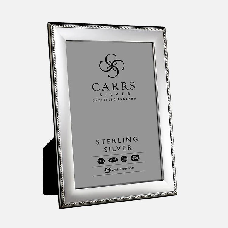 Carrs Silver Berkeley Bead Sterling Silver Photo Frame with Black Wood Back 20cm x 15cm-default