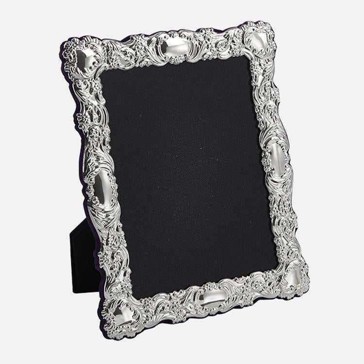 Carrs Silver Traditional Sterling Silver Medium Photo Frame with Grey Velvet Back-default