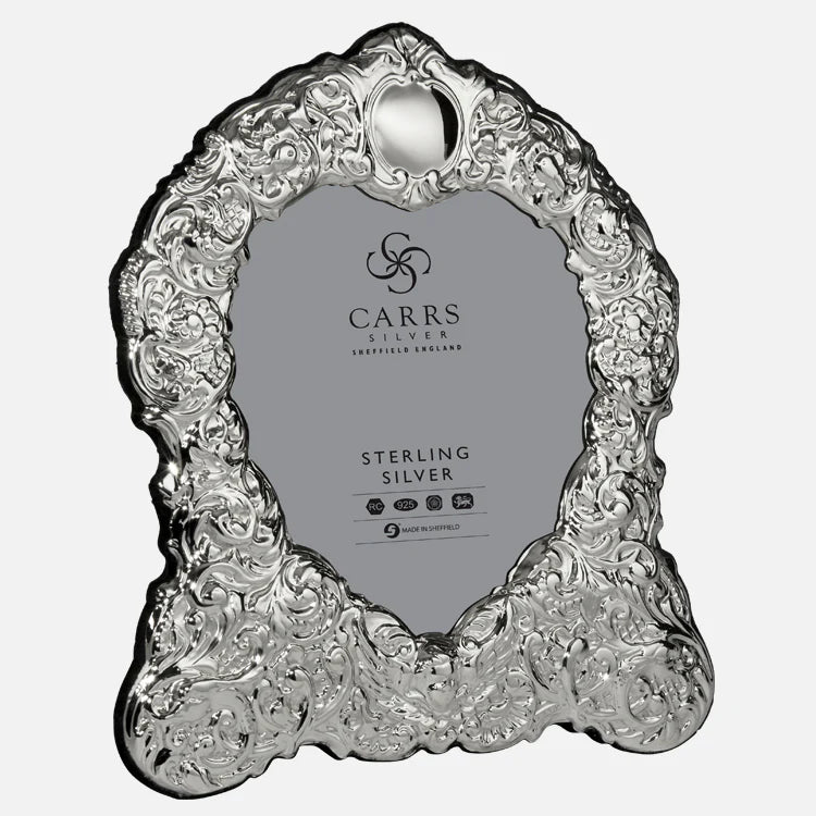 Carrs Silver Traditional Sterling Silver Heart Photo Frame with Grey Velvet Back-default