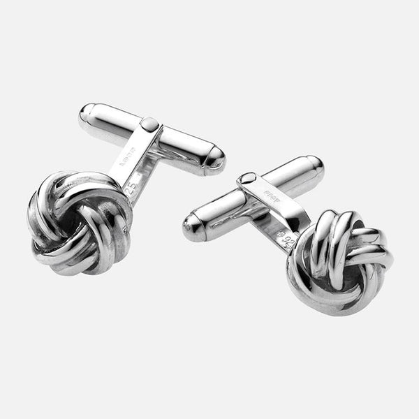 Carrs Silver sterling silver post cufflinks with Celtic knot design, hallmarked, polished finish, Sheffield England