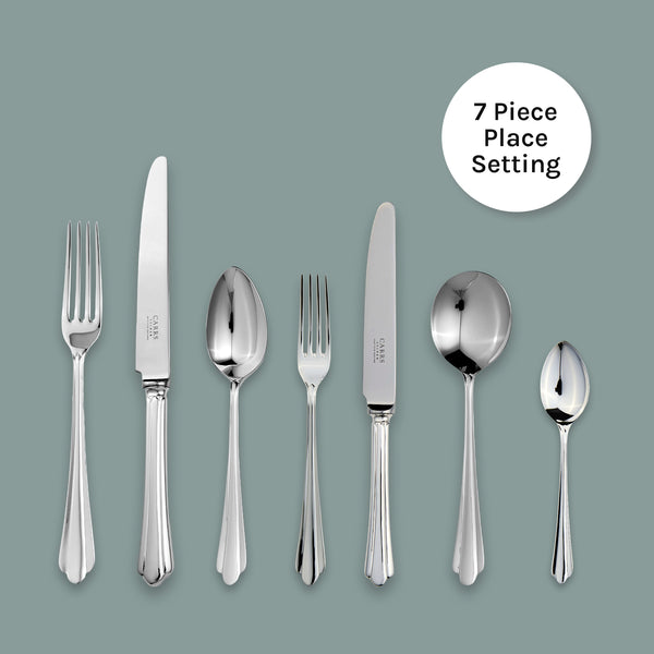 EB London Chiltern 7-piece sterling silver cutlery set, hallmarked, pd finish
