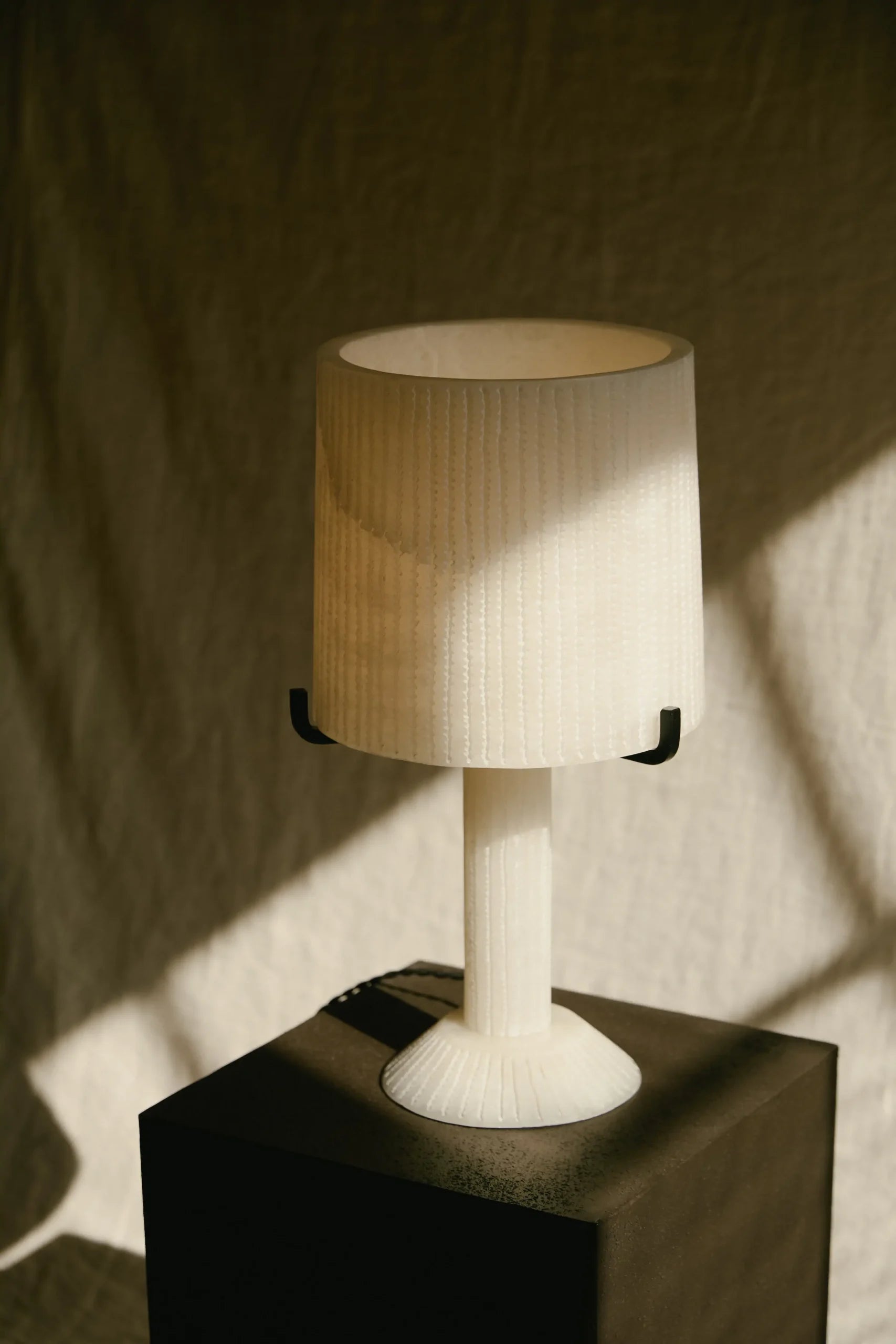 CTO Lighting - Acropolis Table Light - Honed Alabaster and Black Steel – EB London