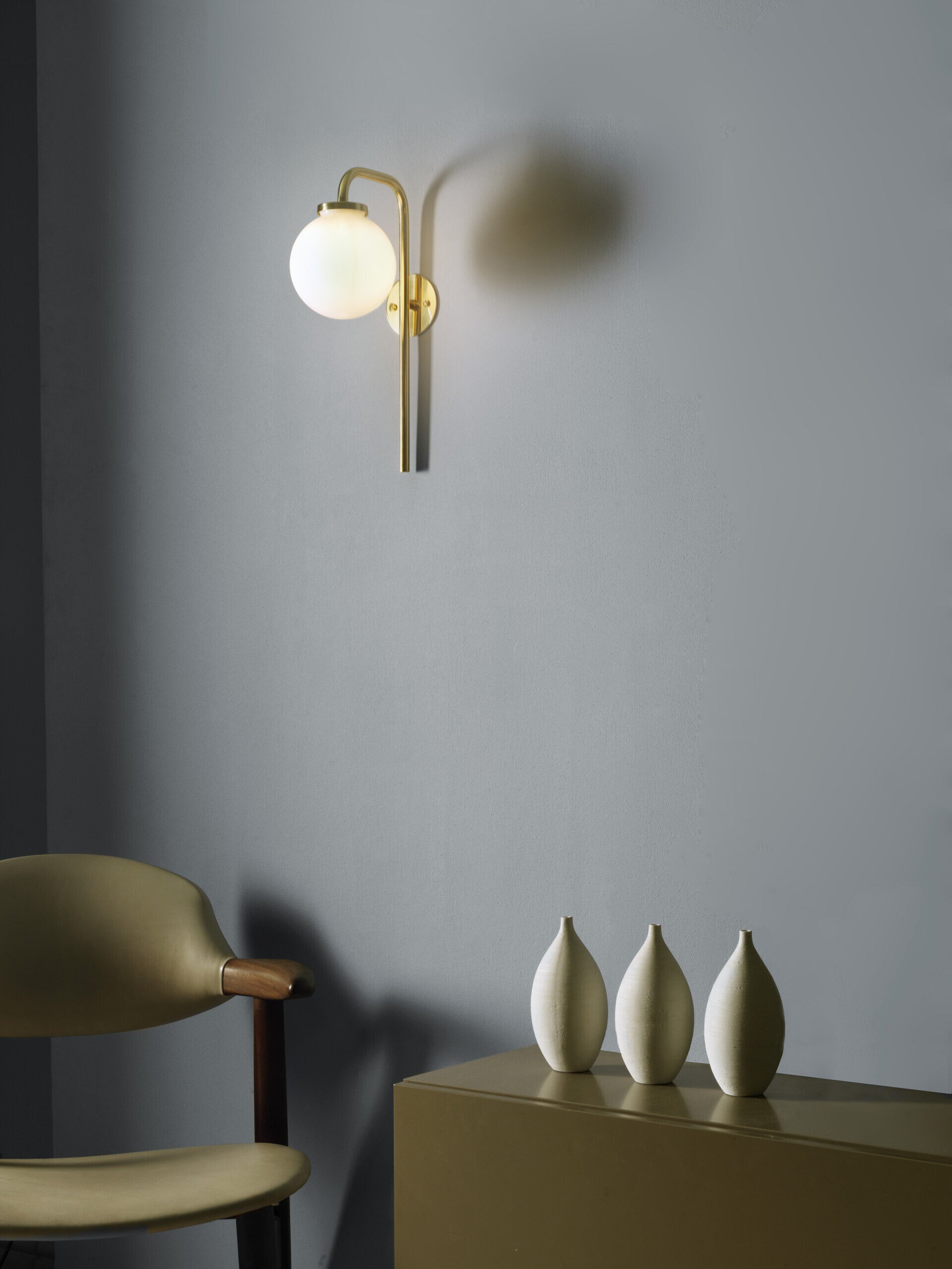 CTO Lighting - Big Bulb Opal Wall Light - Polished Brass and Opal Glass – EB London