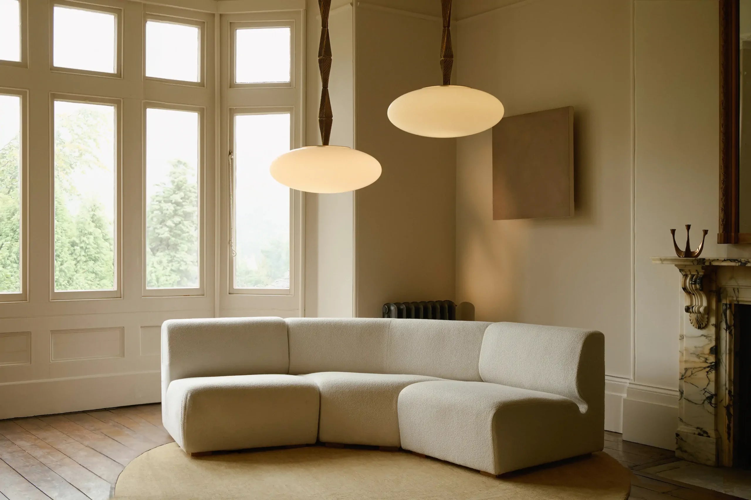 CTO Lighting - Jules Pendant Light - Cast Bronze Elements With Matt Opal Glass - EB London