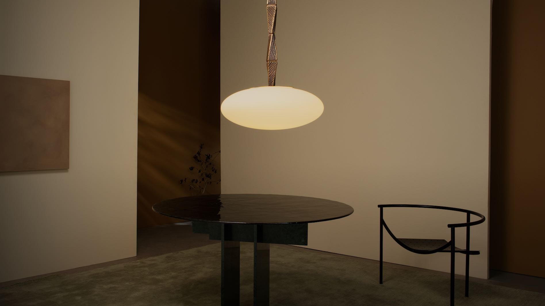 CTO Lighting - Jules Pendant Light - Cast Bronze Elements With Matt Opal Glass - EB London