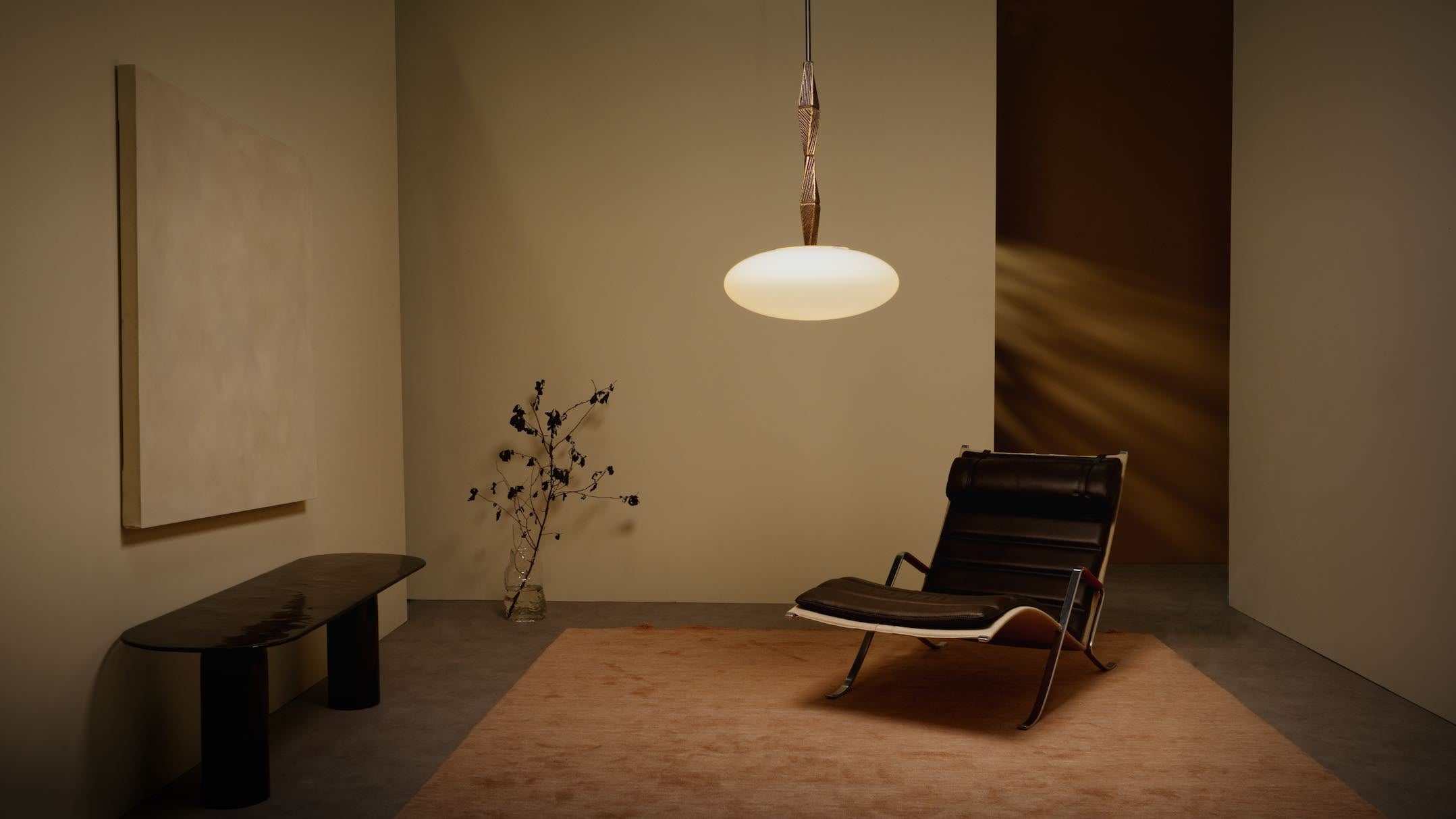 CTO Lighting - Jules Pendant Light - Cast Bronze Elements With Matt Opal Glass - EB London