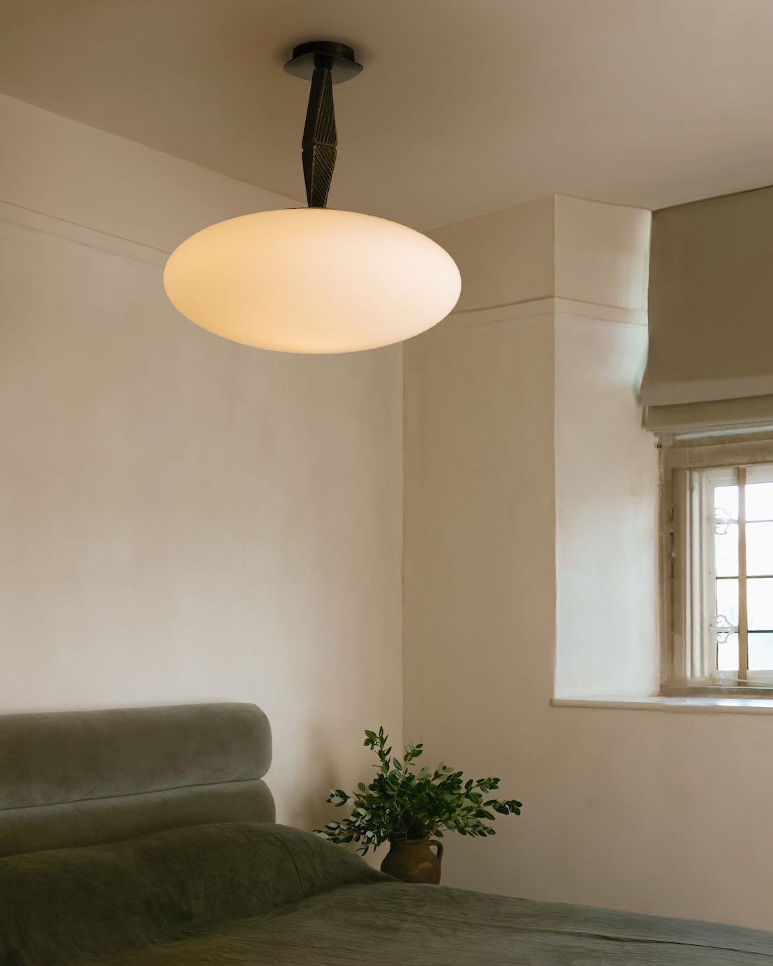 CTO Lighting - Jules Pendant Light - Cast Bronze Elements With Matt Opal Glass - EB London