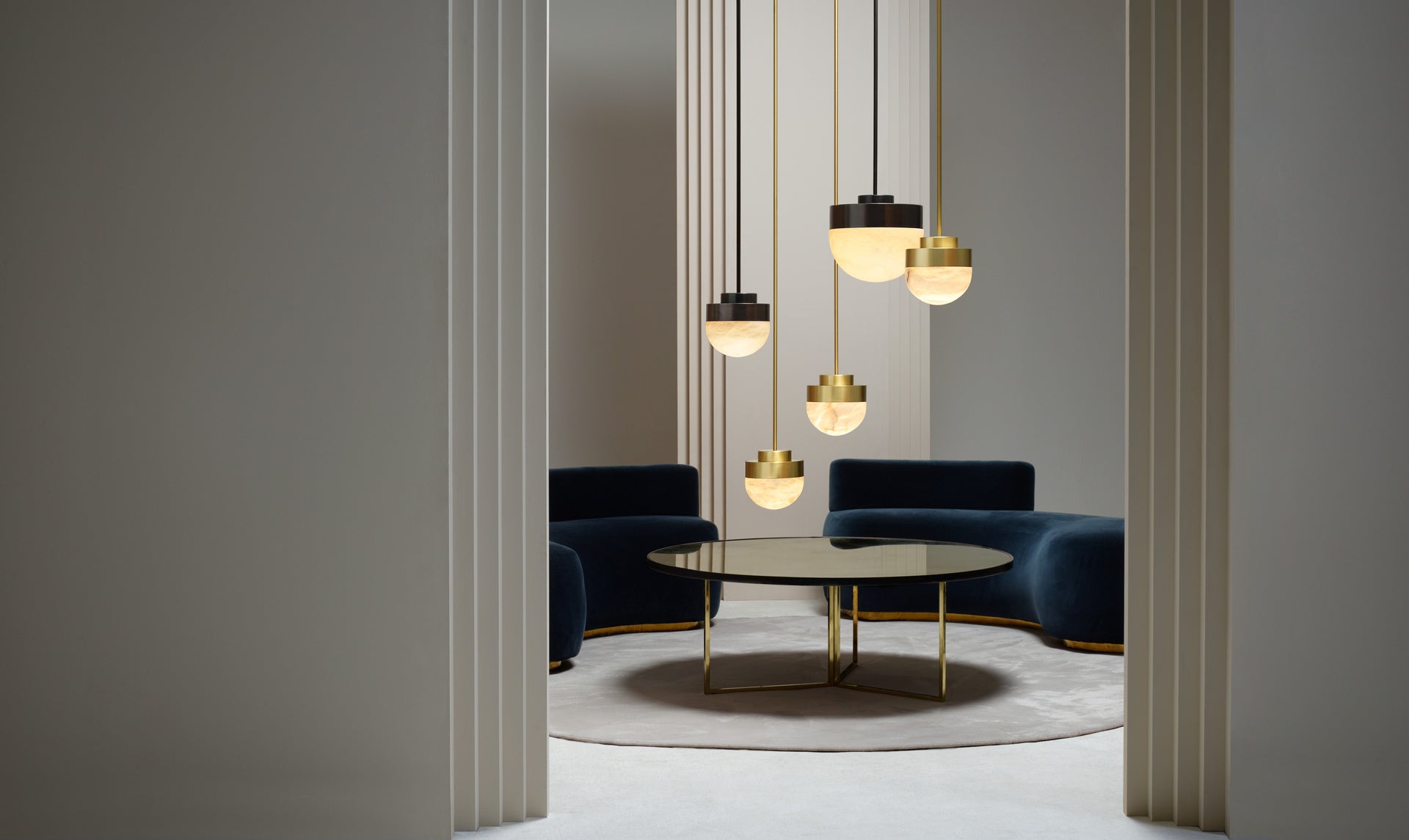 CTO Lighting - Lucid Pendant Light - Honed Alabaster with Metal detailing - EB London