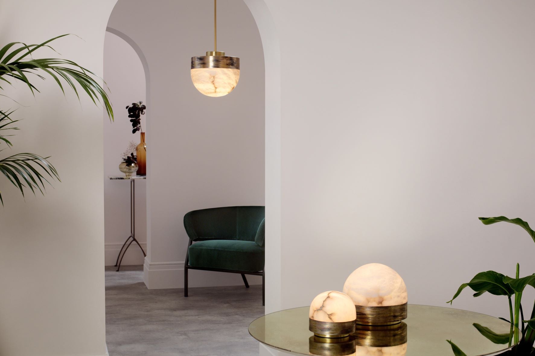 CTO Lighting - Lucid Pendant Light - Honed Alabaster with Metal detailing - EB London