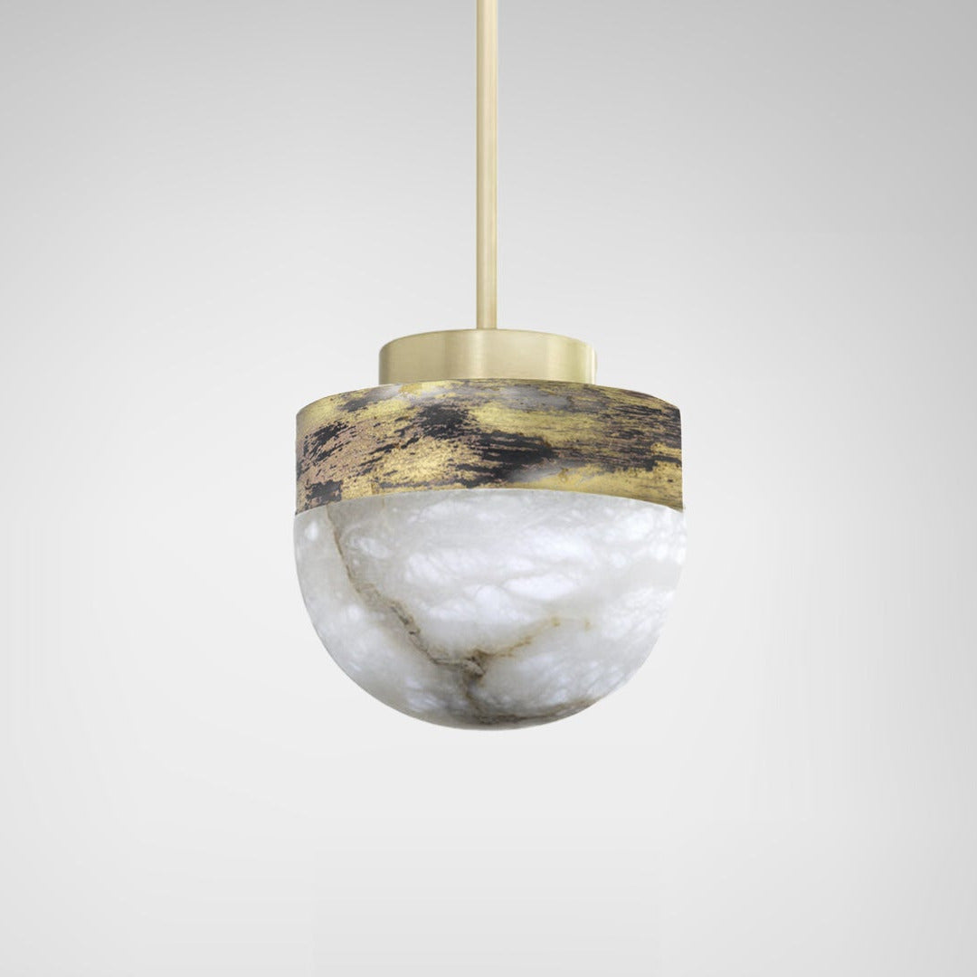 CTO Lighting - Lucid Pendant Light - Honed Alabaster with Metal detailing - EB London