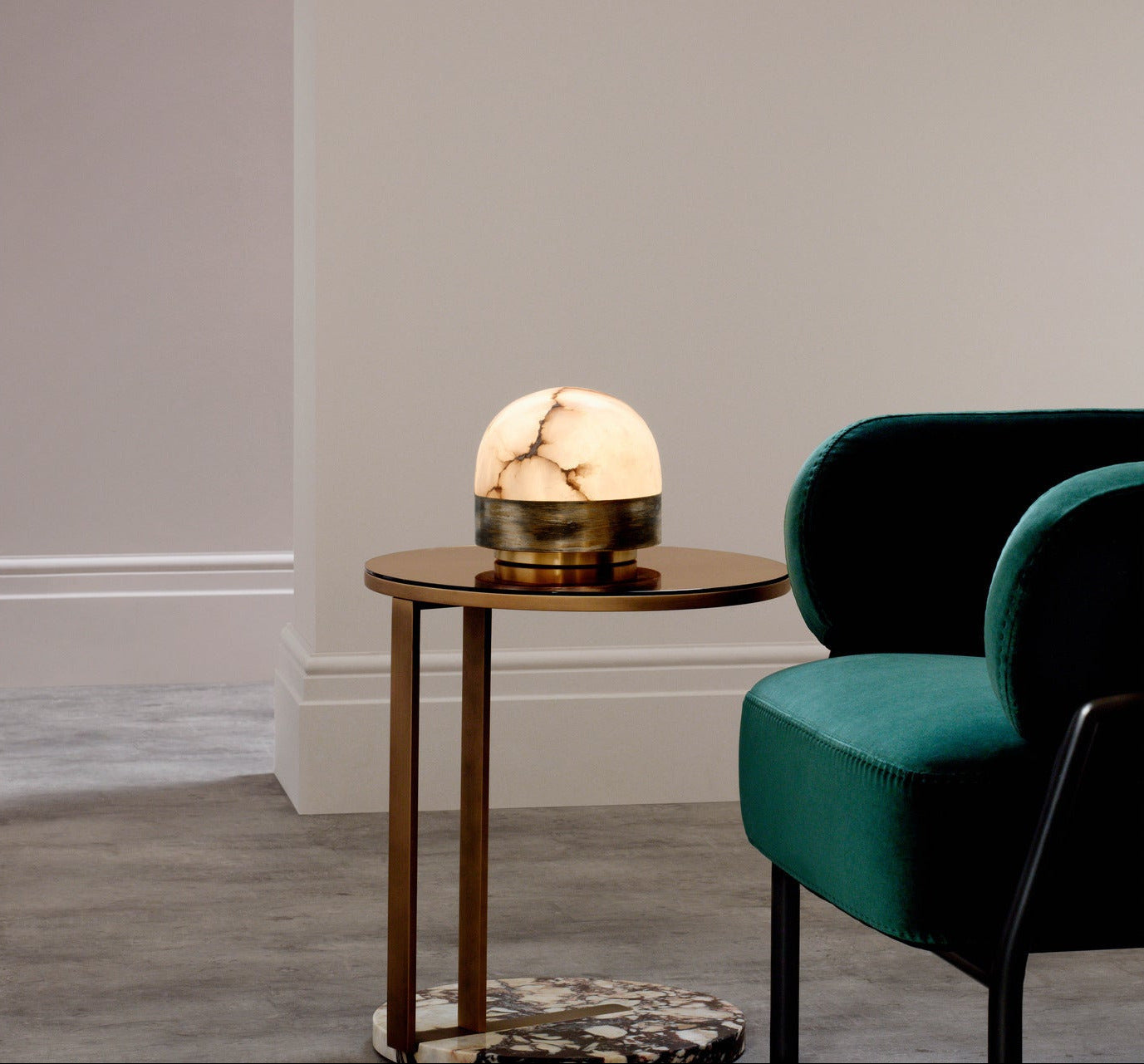 CTO Lighting - Lucid Table Light - Honed Alabaster with Metal detailing - EB London