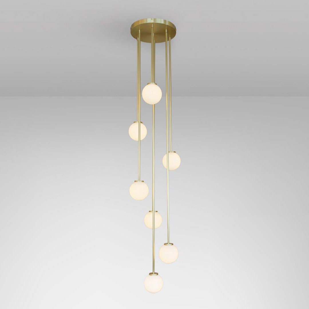CTO Lighting - Mezzo Pendant Cluster Round Light - Opal Glass Shades with Antique Bronze and Satin Brass - EB London