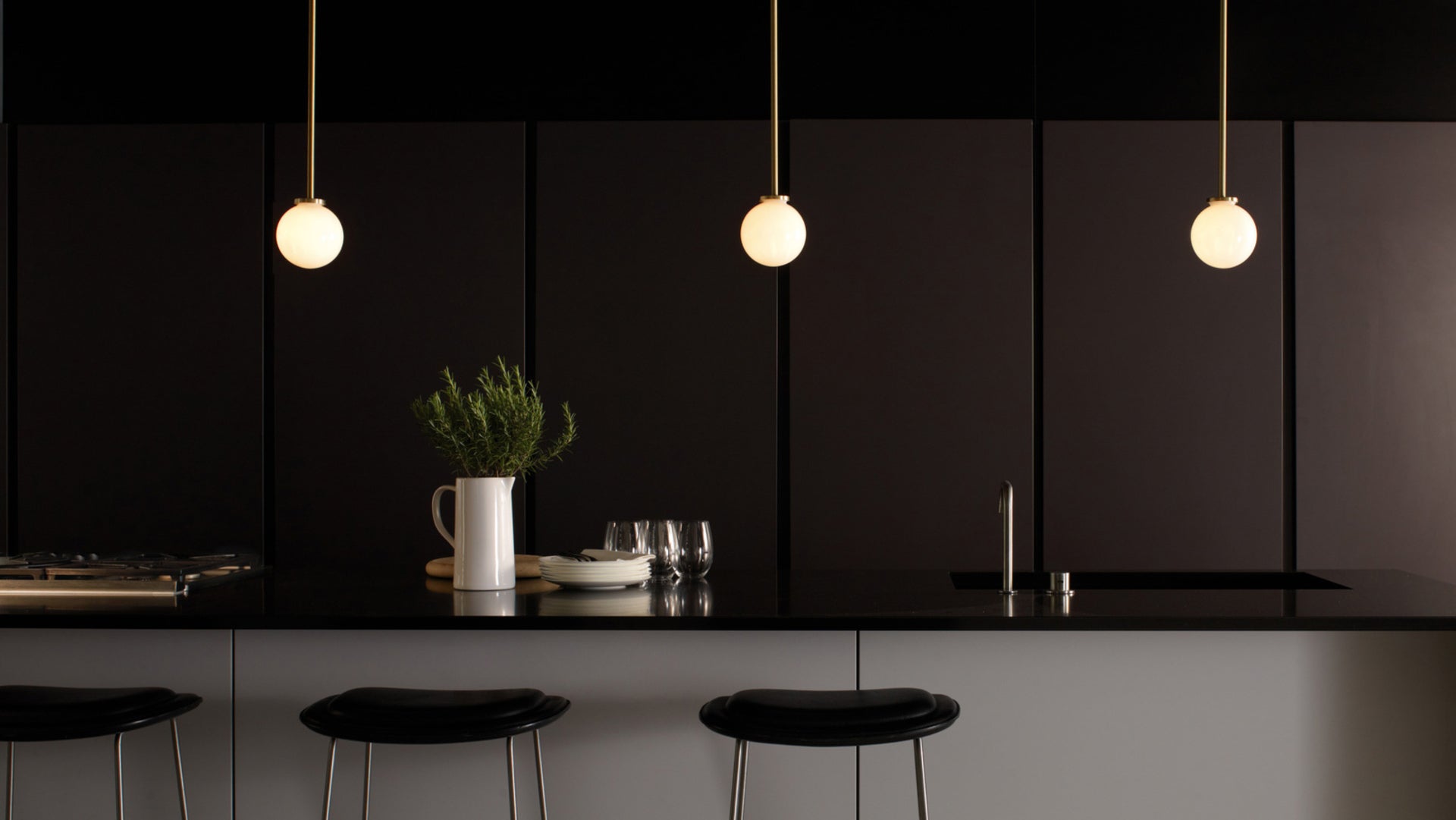 CTO Lighting - Mezzo Pendant Light - Opal Glass Shades with Antique Bronze and Satin Brass - EB London