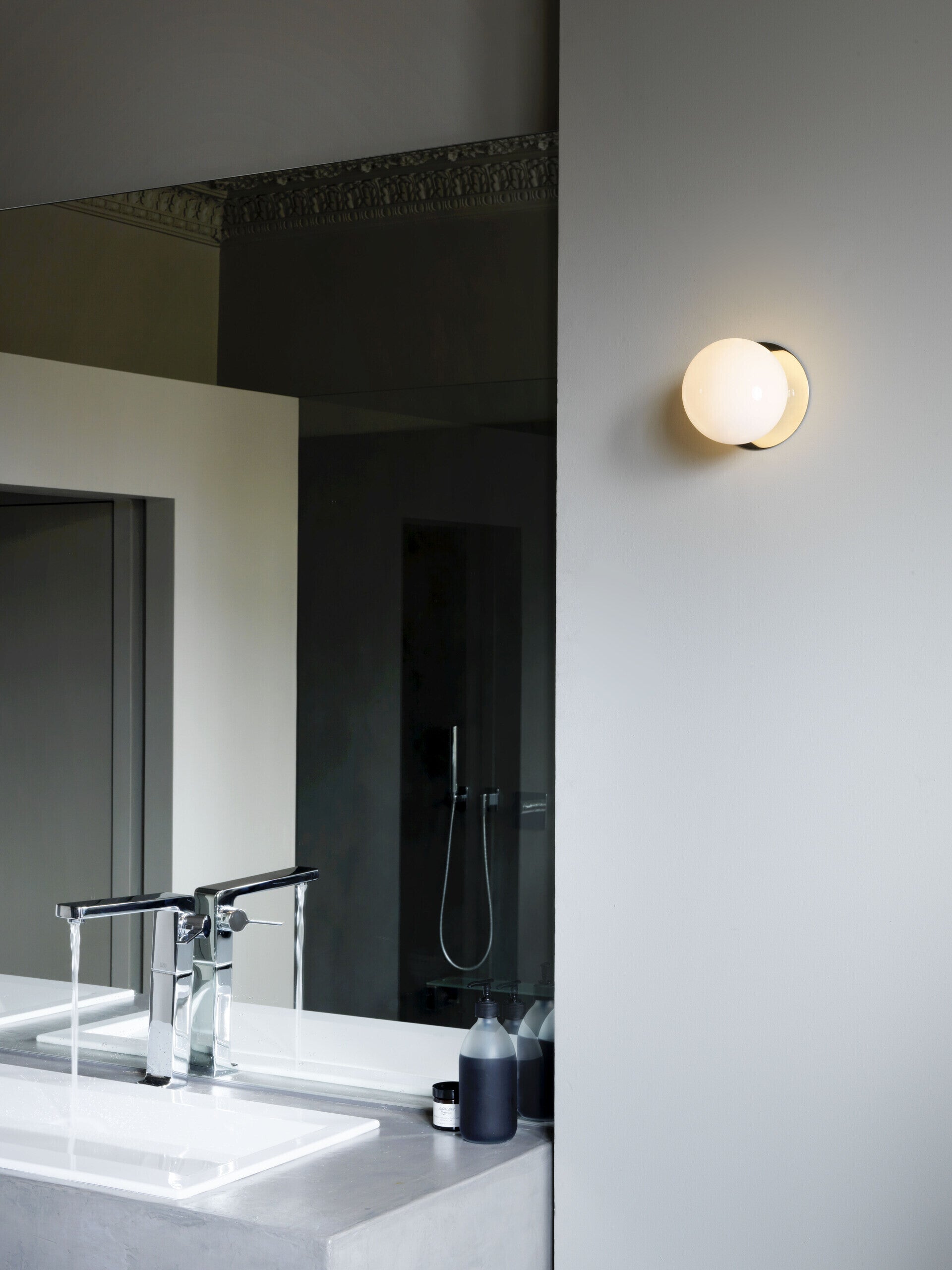 CTO Lighting - Mezzo Wall Bathroom Light - Opal Glass Shades with Antique Bronze and Satin Brass - EB London