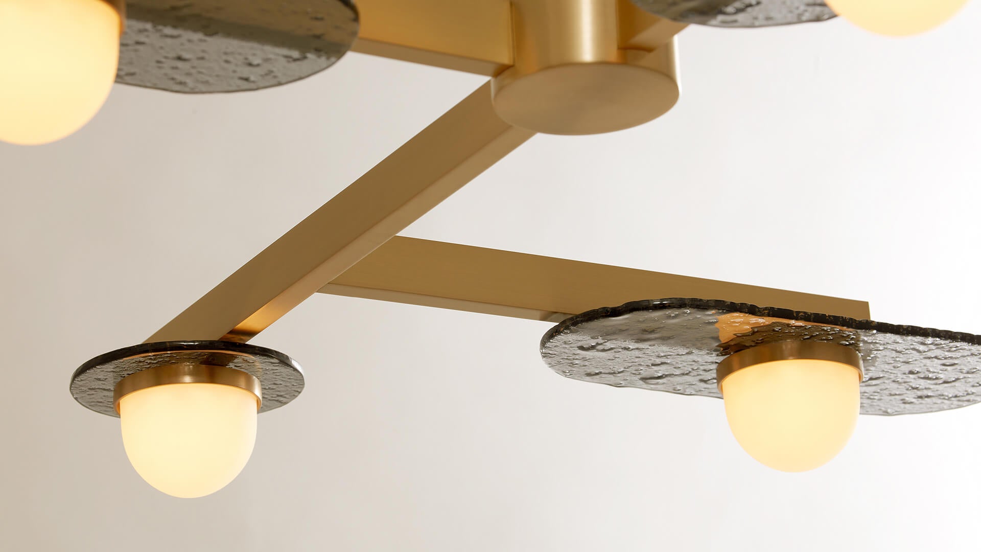 CTO Lighting - Modulo Chandelier Grid 11 - Smoked Glass Plates with with Satin Brass and Bronze or Antique Bronze - EB London