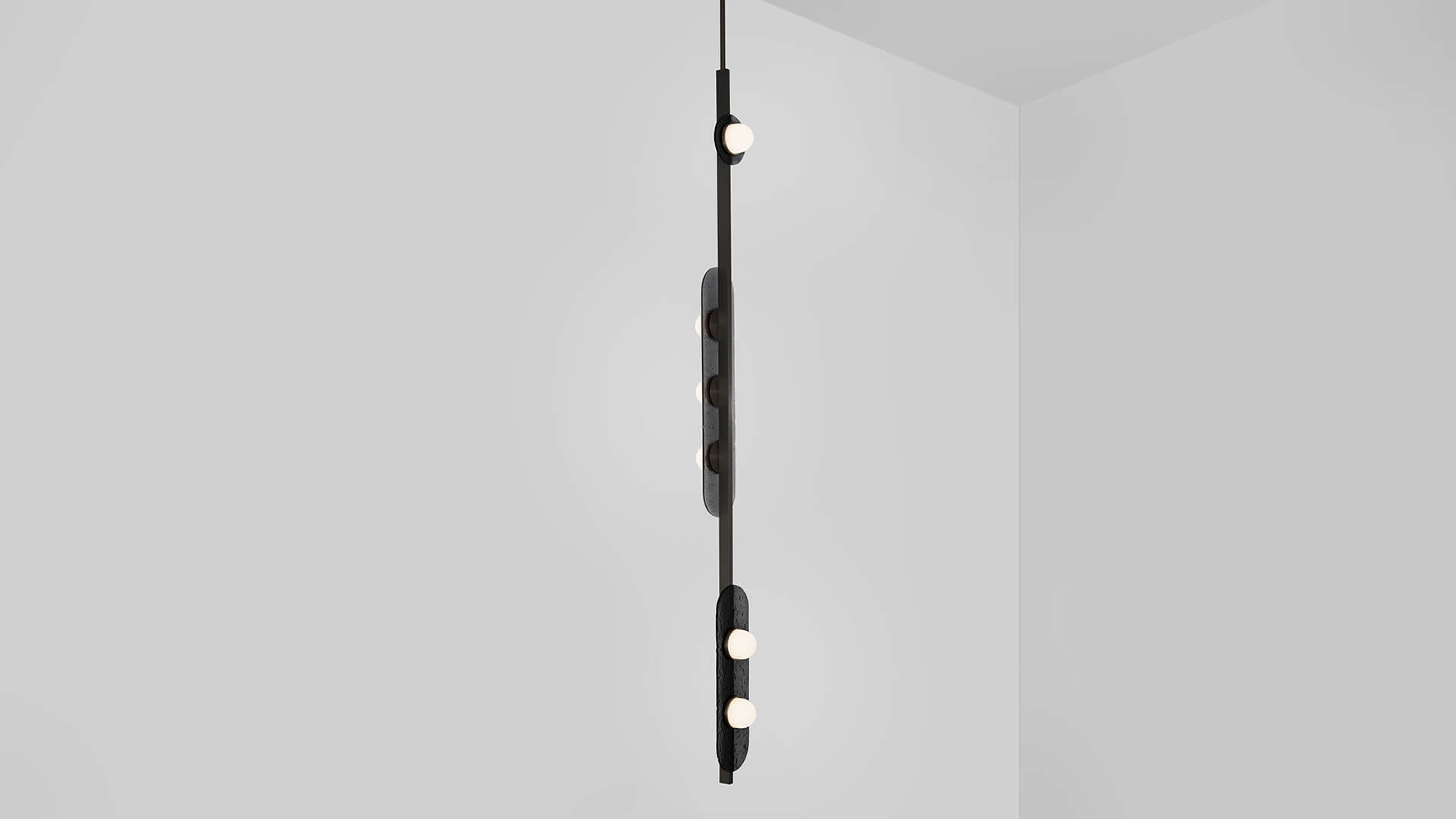 CTO Lighting - Modulo Pendant Vertical Light - Smoked Glass with Metal Framework - EB London