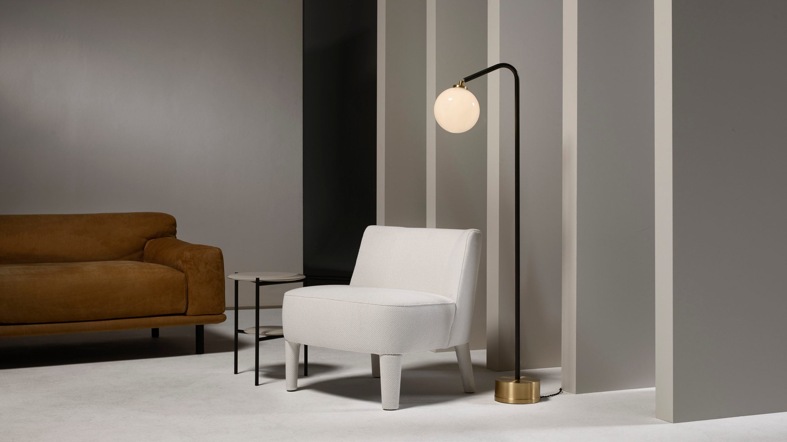 CTO Lighting - Oscar Floor Light - Opal Glass Shade With Metal detailing - EB London