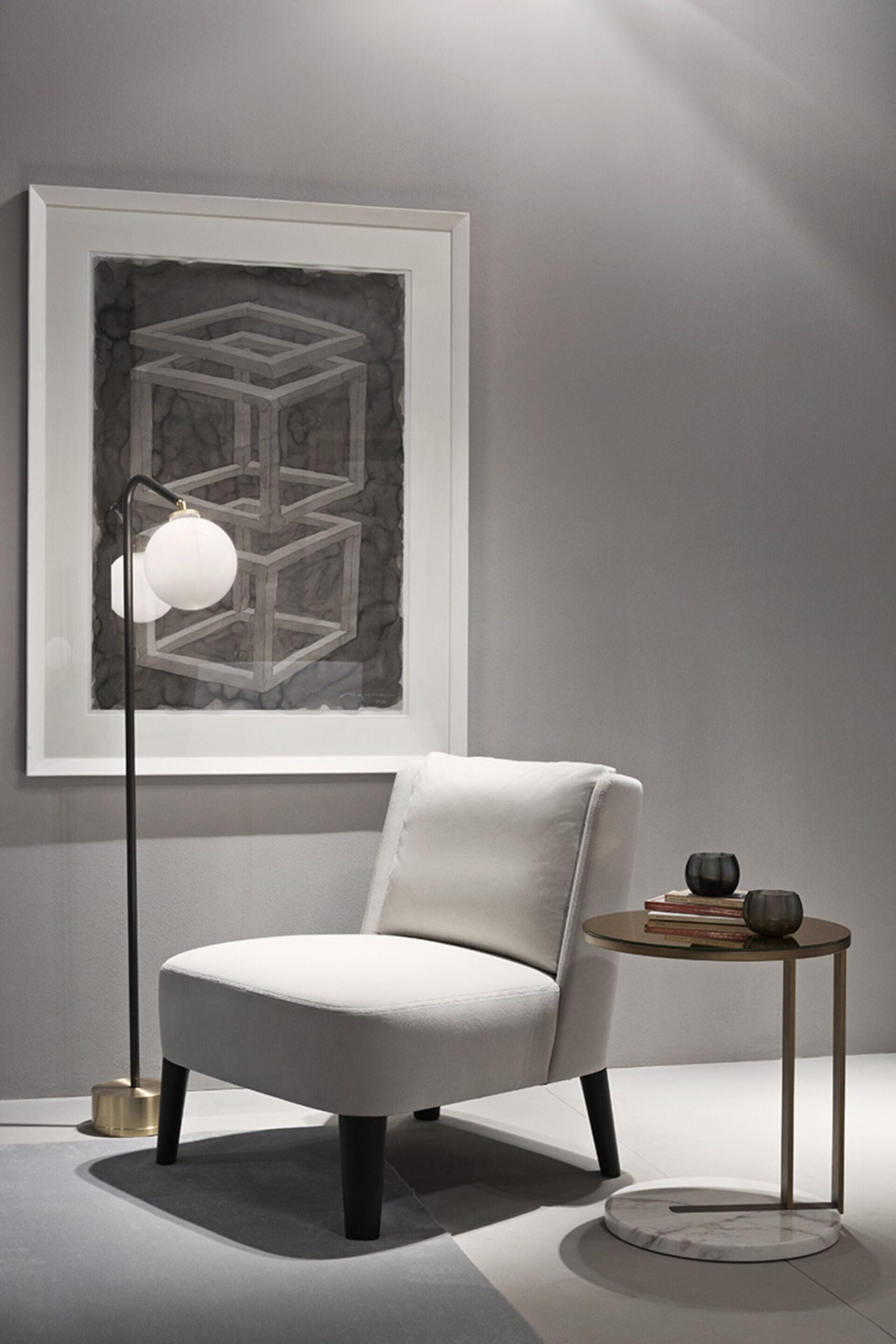 CTO Lighting - Oscar Floor Light - Opal Glass Shade With Metal detailing - EB London