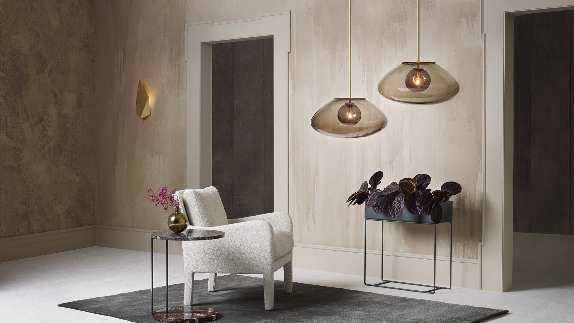 CTO Lighting - Petra Pendant Light - Layered Glass with Satin Brass and Bronze - EB London