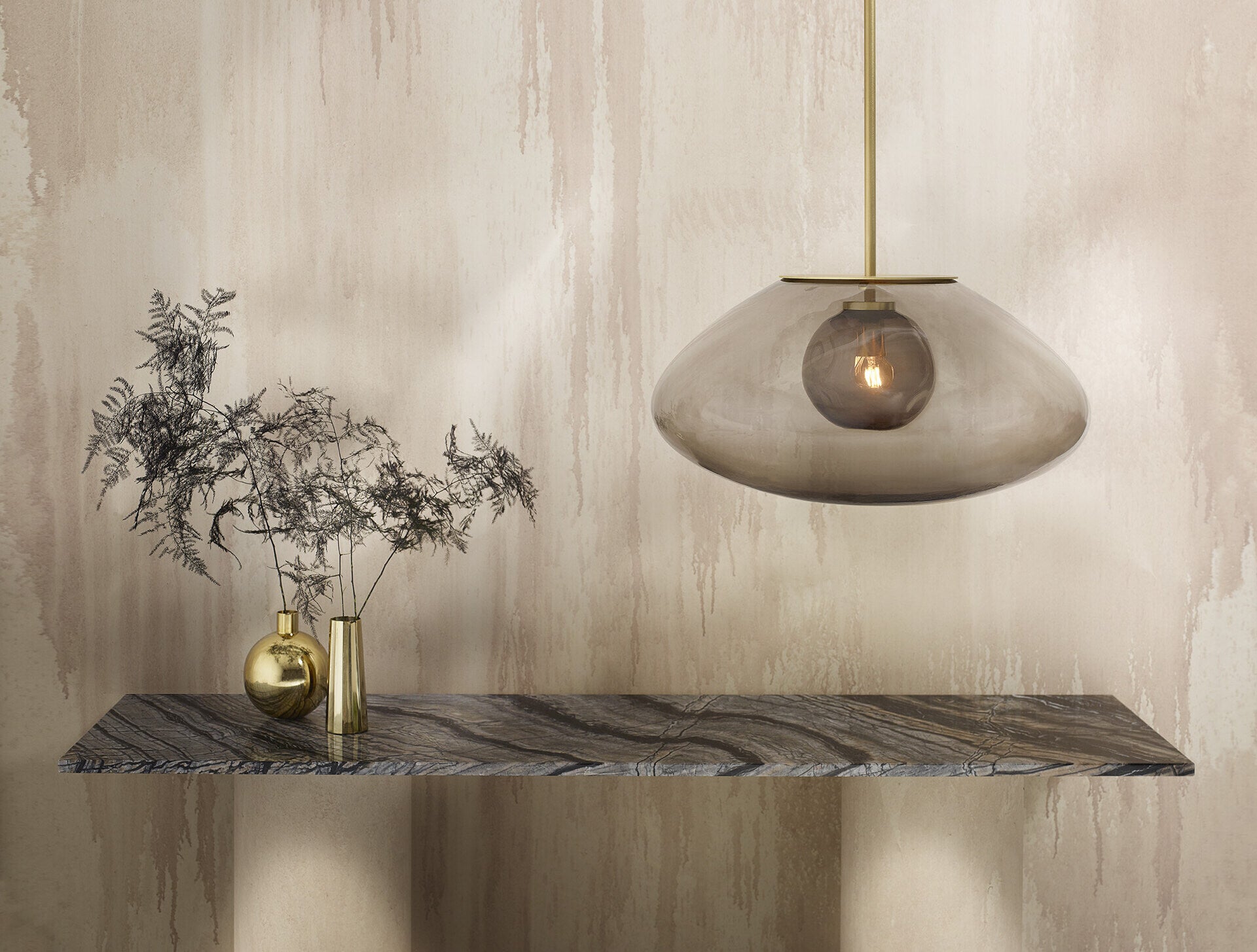 CTO Lighting - Petra Pendant Light - Layered Glass with Satin Brass and Bronze - EB London