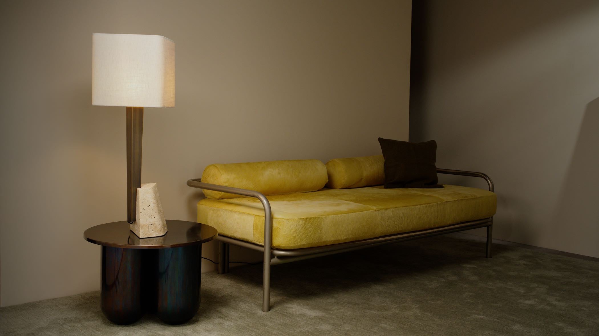 CTO Lighting - Roc Table Light - Travertine with Antique Bronze - EB London