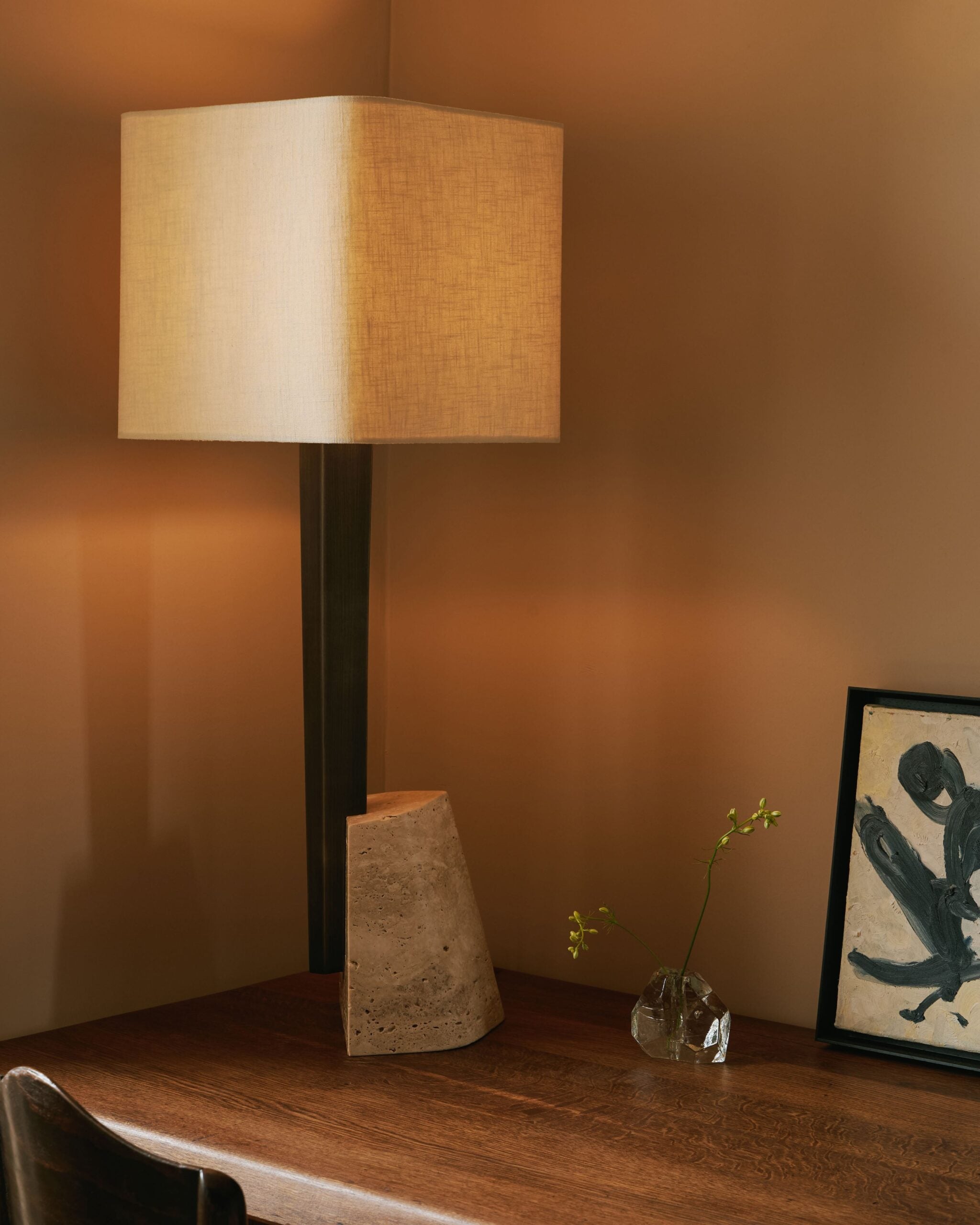 CTO Lighting - Roc Table Light - Travertine with Antique Bronze - EB London