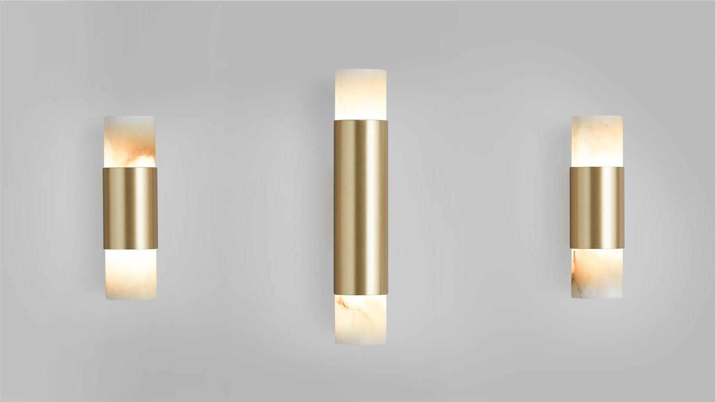 CTO Lighting - Roma Wall Tall Light - Honed Alabaster with Bronze and Satin Brass - EB London