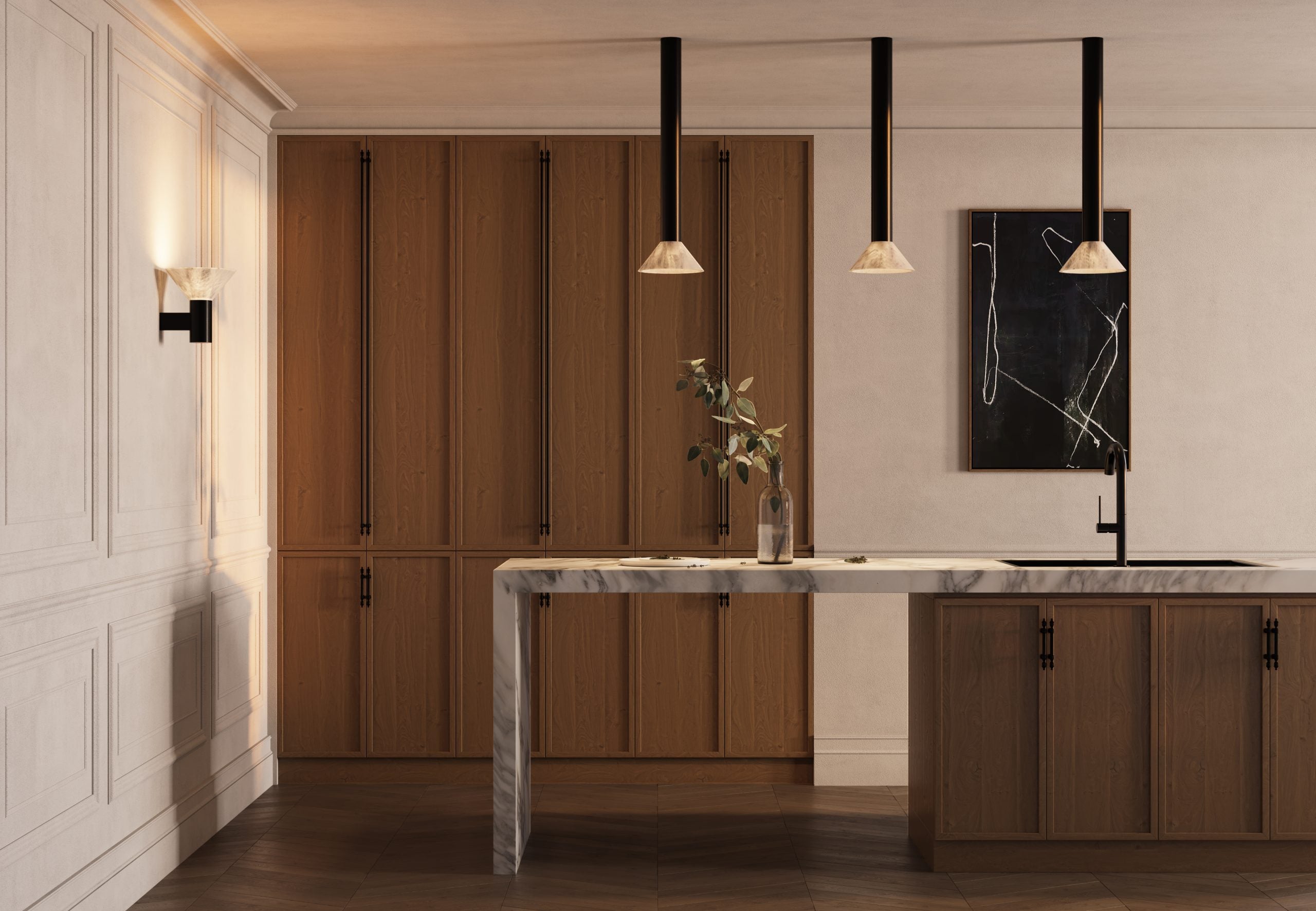 CTO Lighting - Torres Wall Light - Polished Nickel, Bronze and Alabaster - EB London