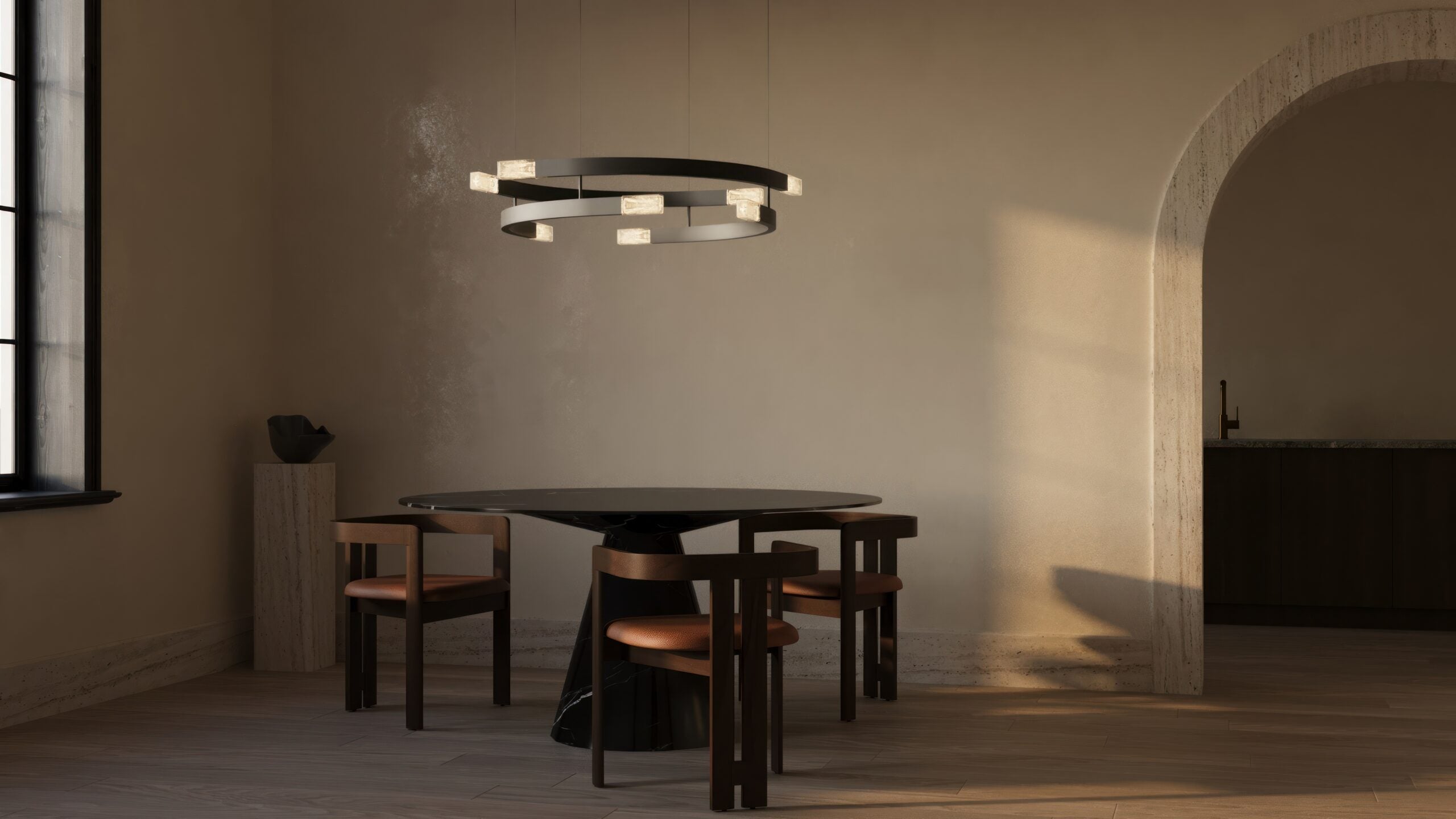 CTO Lighting - Trace Circular Chandelier - Liquid Cast Glass with Bronze - EB London