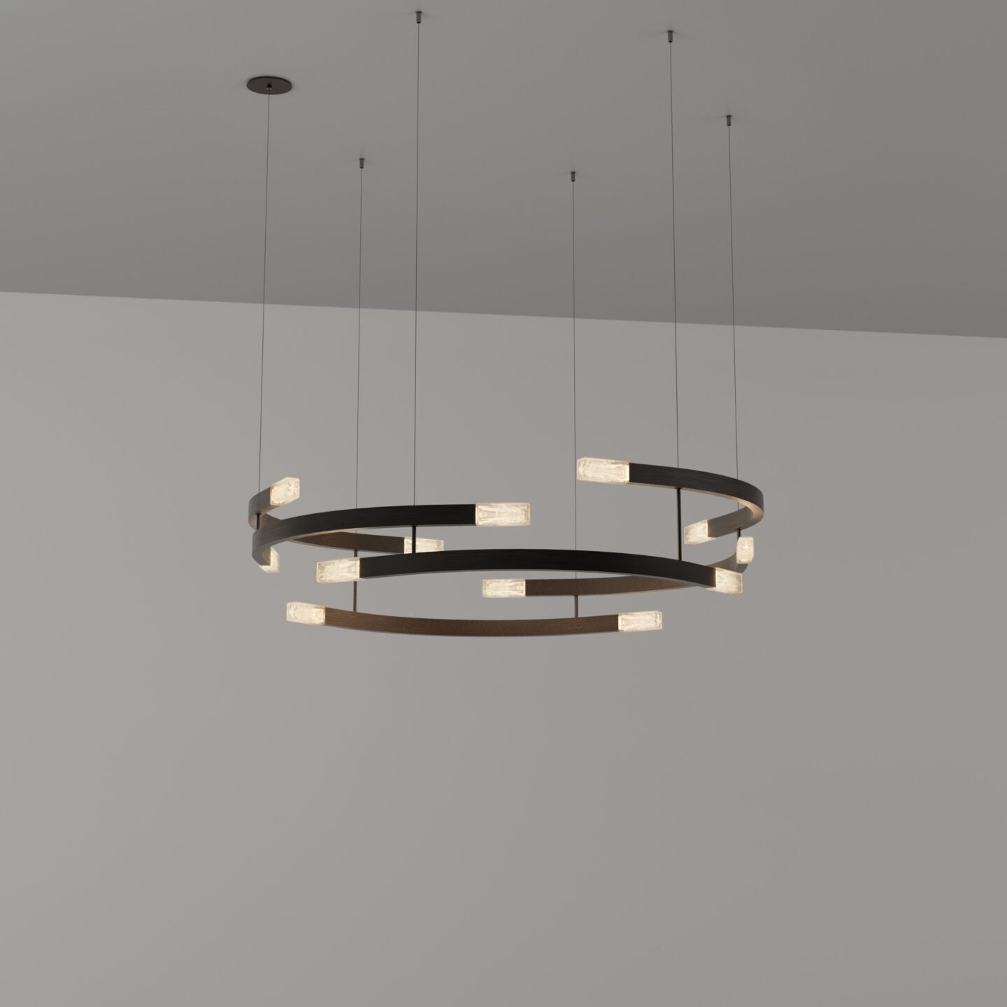 CTO Lighting - Trace Circular Chandelier - Liquid Cast Glass with Bronze - EB London