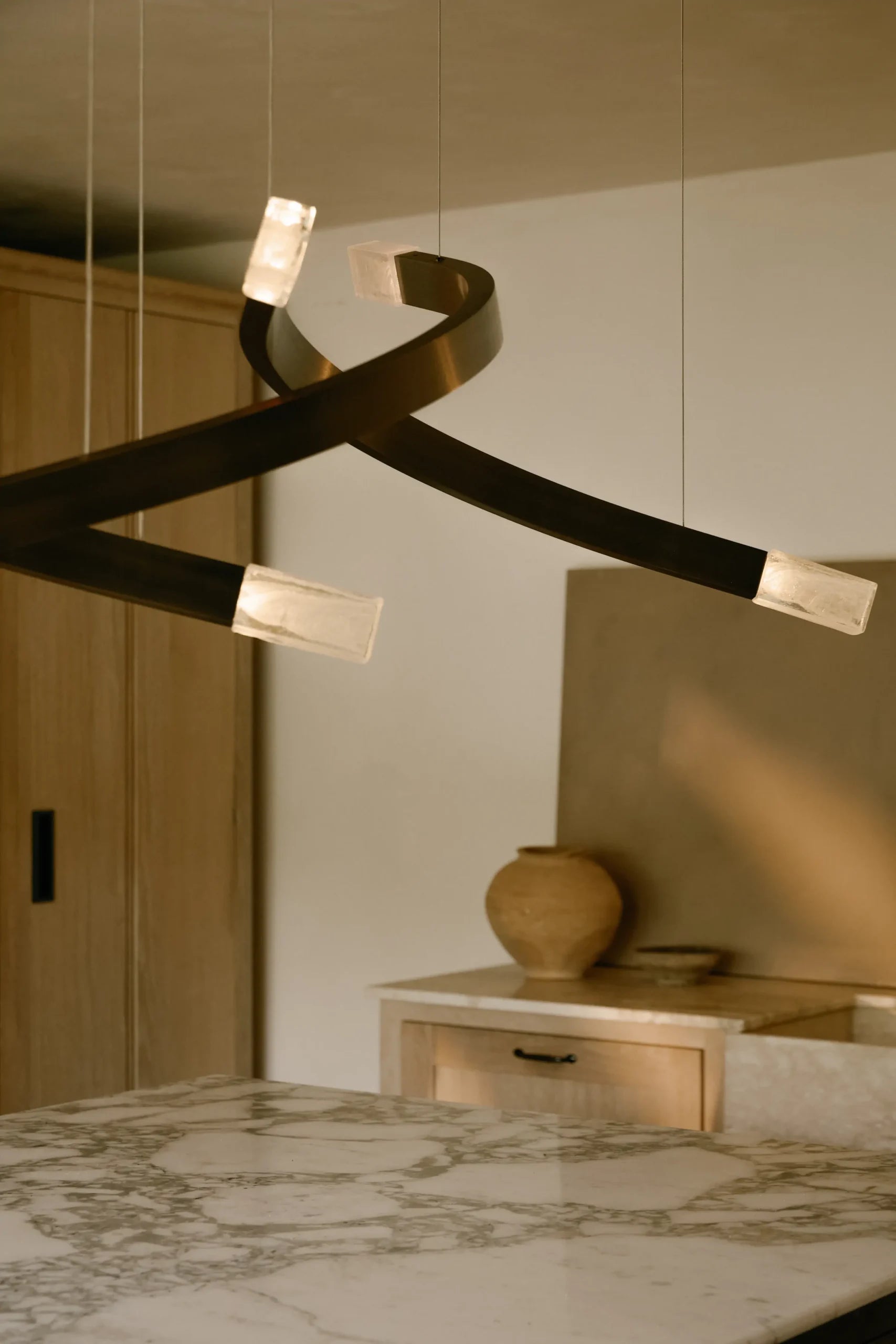 CTO Lighting - Trace Linear Chandelier - Liquid Cast Glass with Bronze - EB London