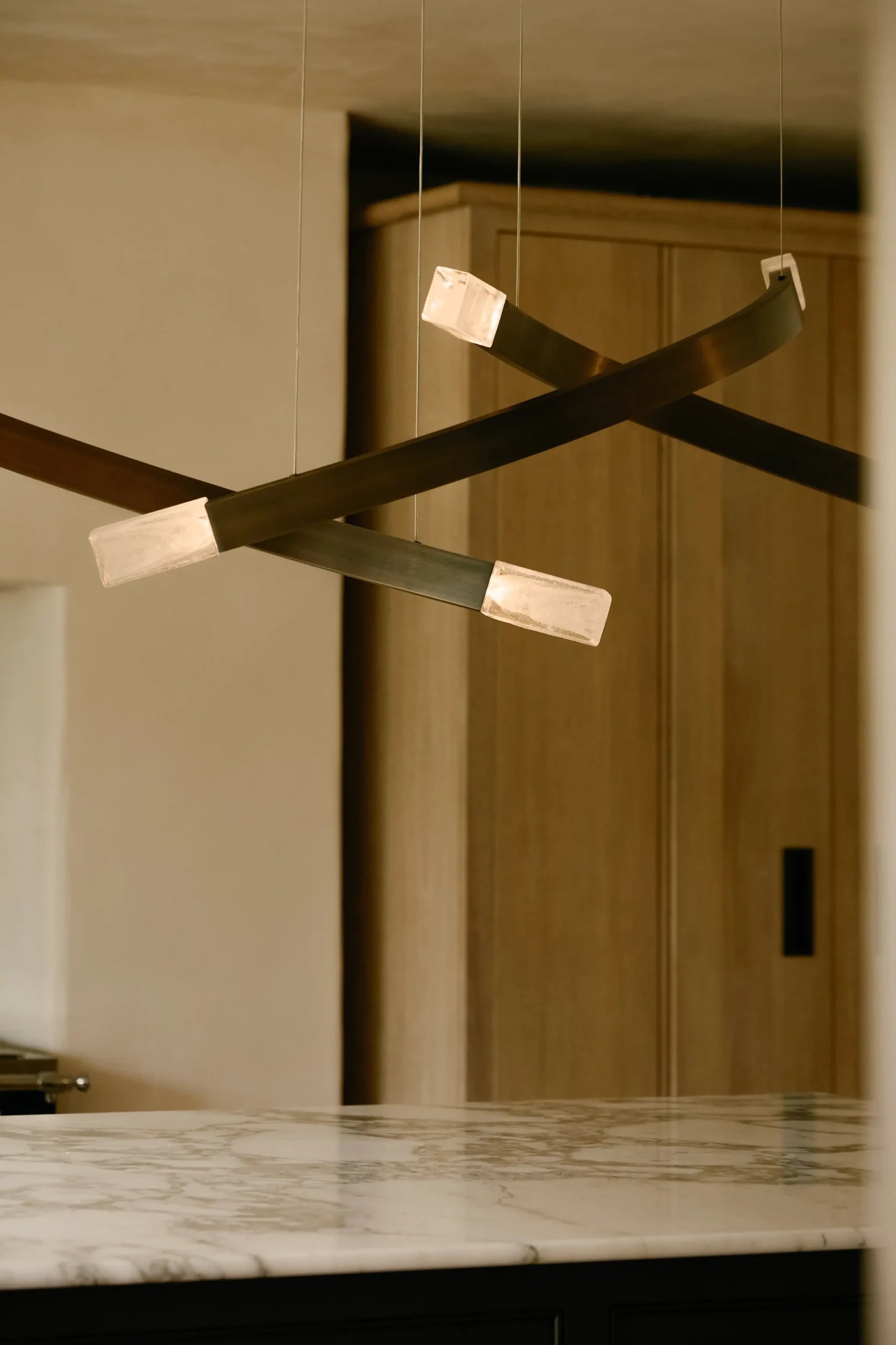 CTO Lighting - Trace Linear Chandelier - Liquid Cast Glass with Bronze - EB London