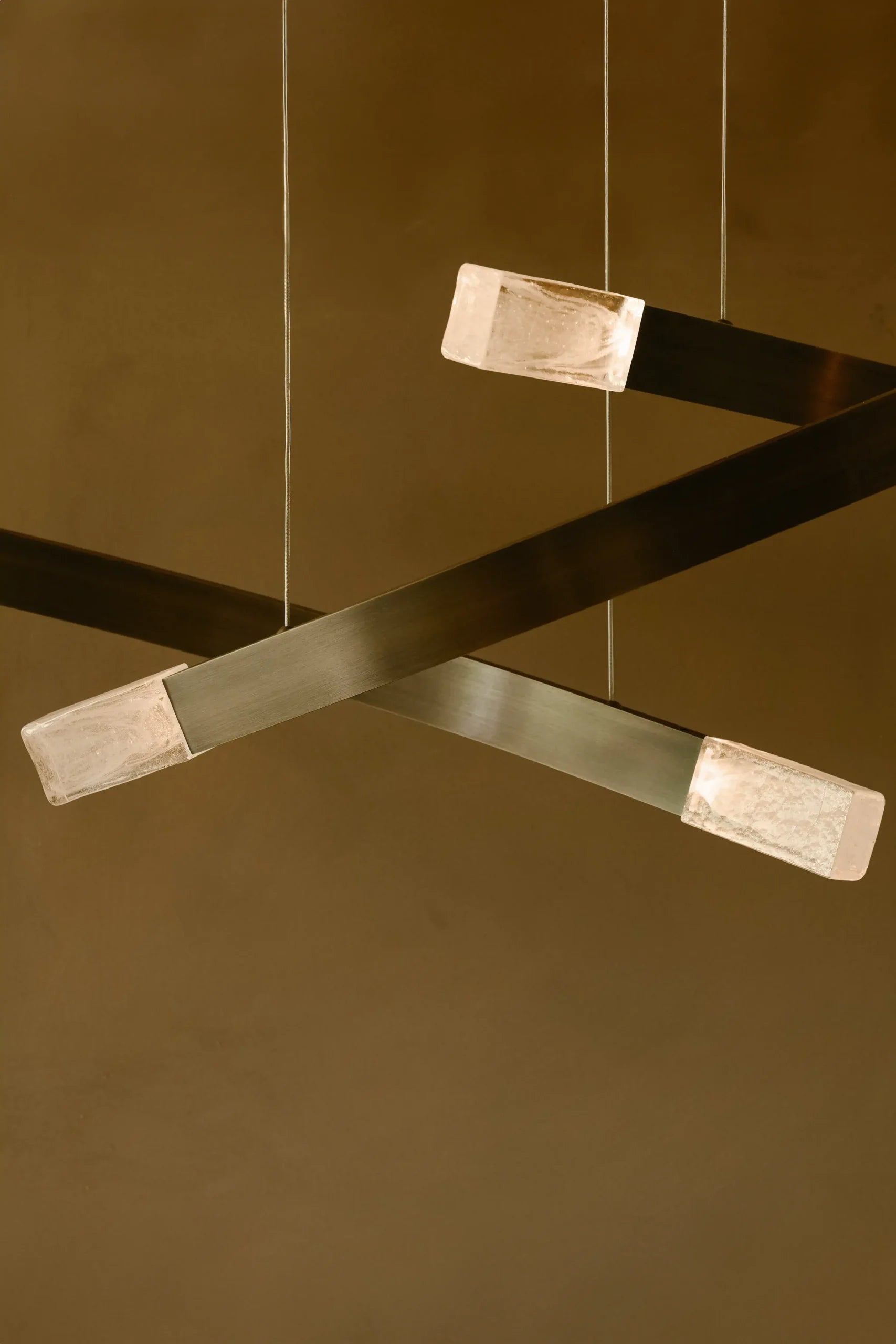 CTO Lighting - Trace Linear Chandelier - Liquid Cast Glass with Bronze - EB London