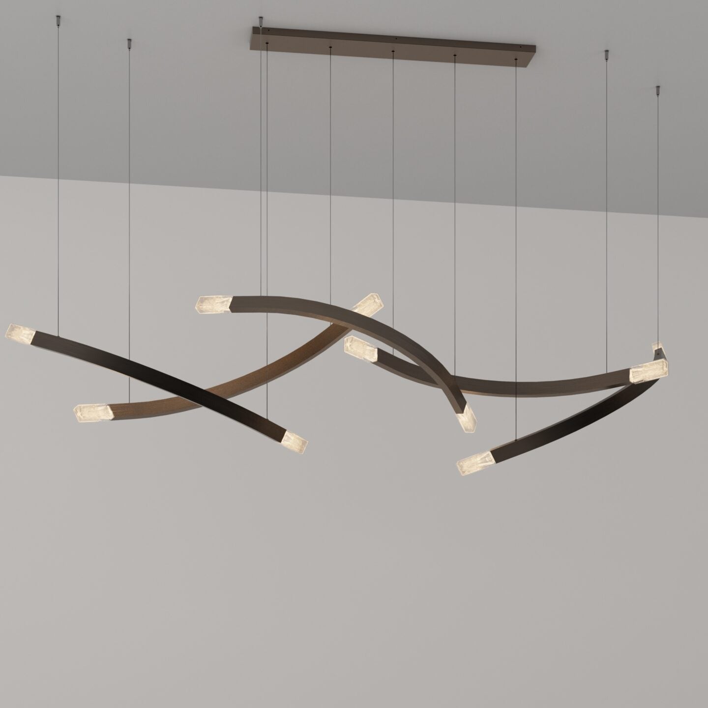 CTO Lighting - Trace Linear Chandelier - Liquid Cast Glass with Bronze - EB London