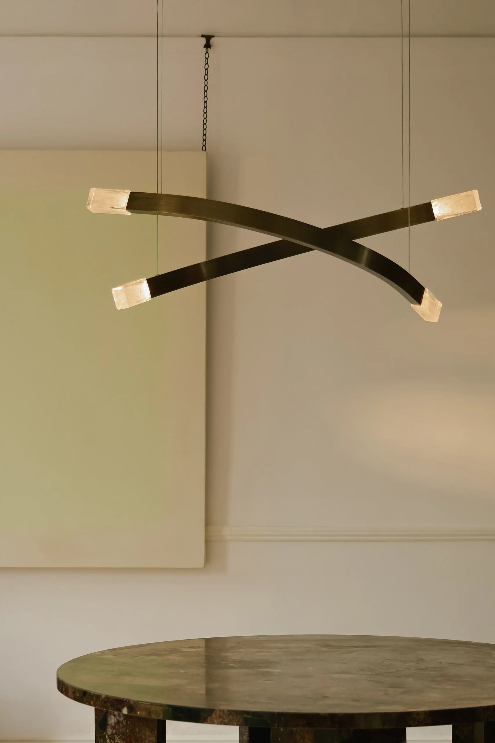 CTO Lighting - Trace Linear X Chandelier - Liquid Cast Glass with Bronze - EB London