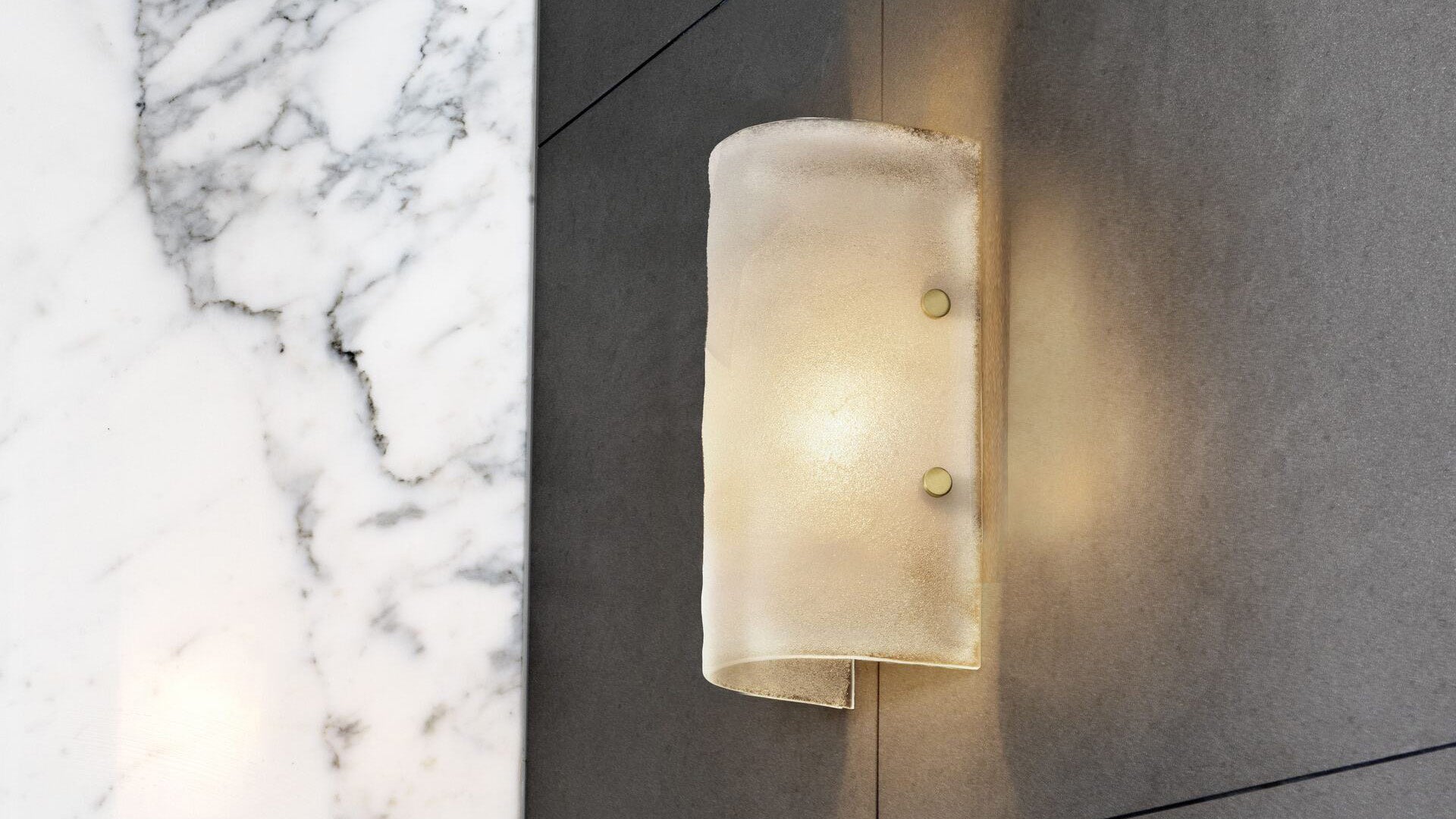 CTO Lighting - Whistler Wall Light - Fritted Glass With Satin Brass Details - EB London