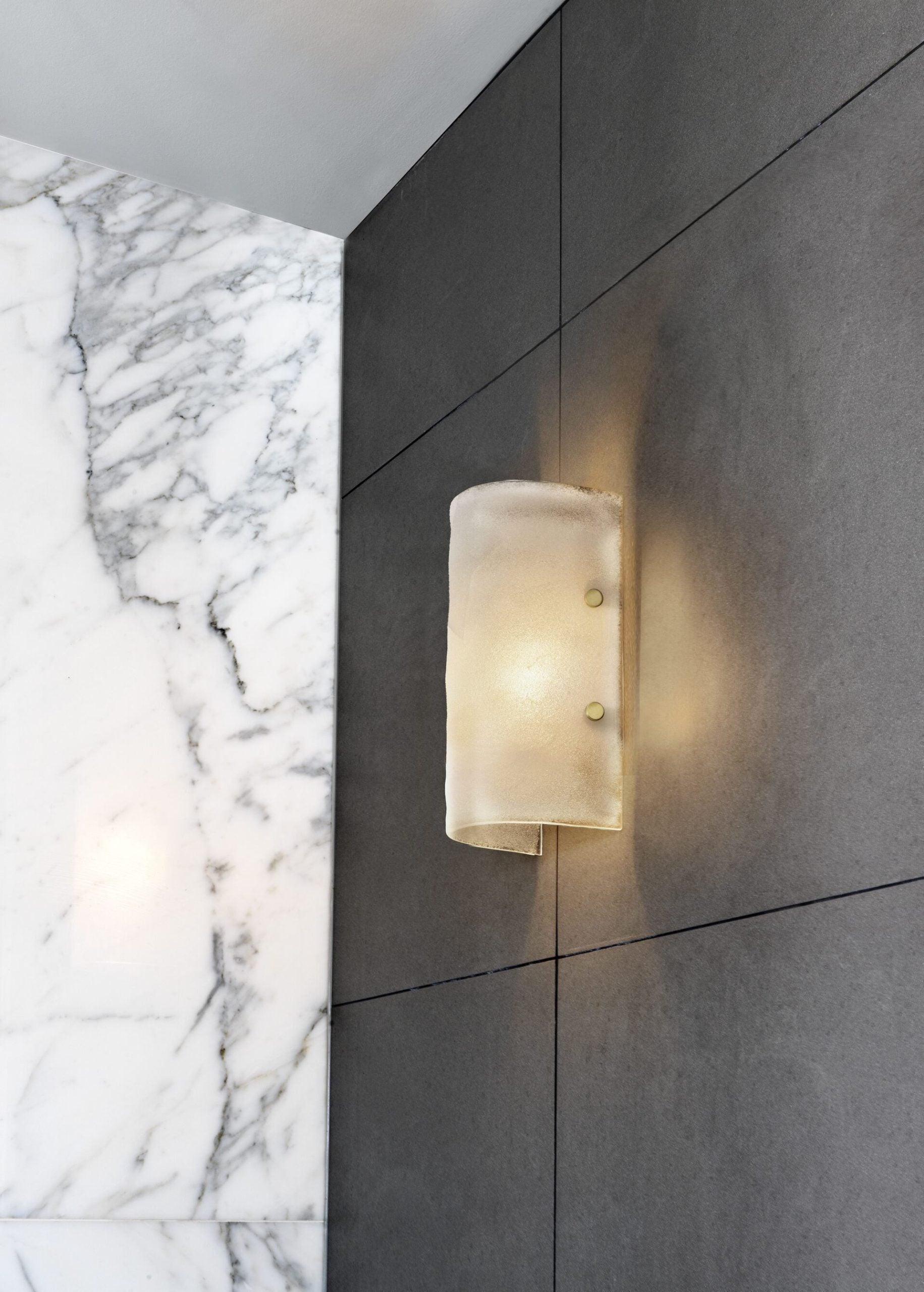 CTO Lighting - Whistler Wall Light - Fritted Glass With Satin Brass Details - EB London