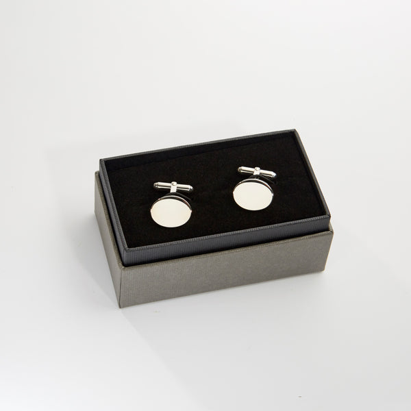 Carrs Silver plain oval sterling silver post cufflinks, hallmarked, contemporary design, Sheffield England