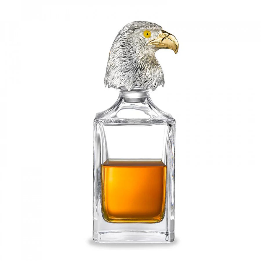 Eagle crystal decanter gold-plated beak and yellow enamelled eyes by Deakin & Francis at EB London