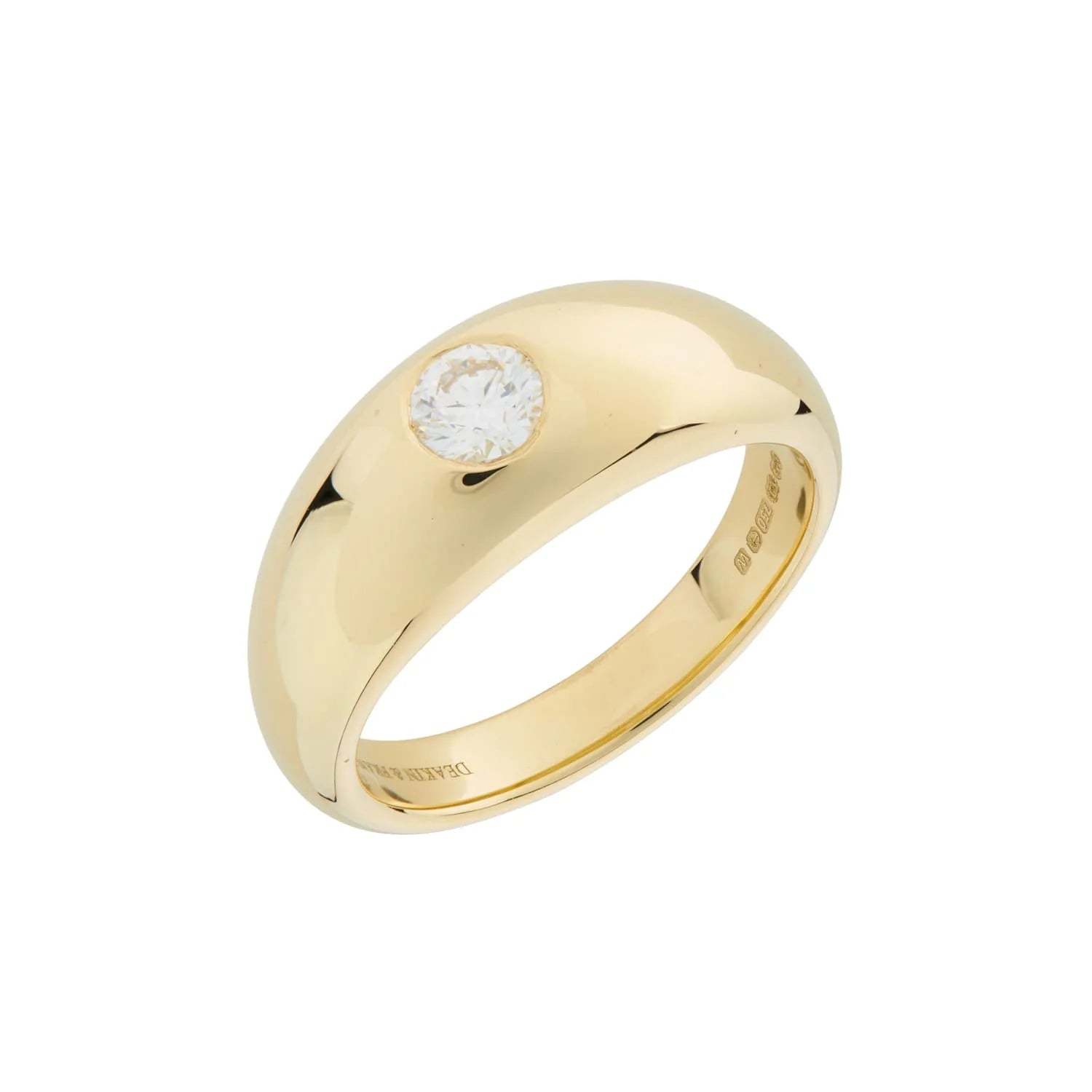 gold gypsy ring with 0.30ct brilliant cut diamond centre by Deakin & Francis at EB London