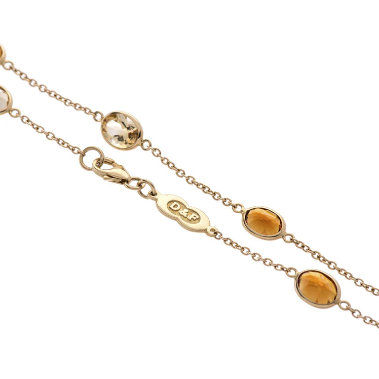 spectacle necklace with light and dark citrine gemstones by Deakin & Francis at EB London