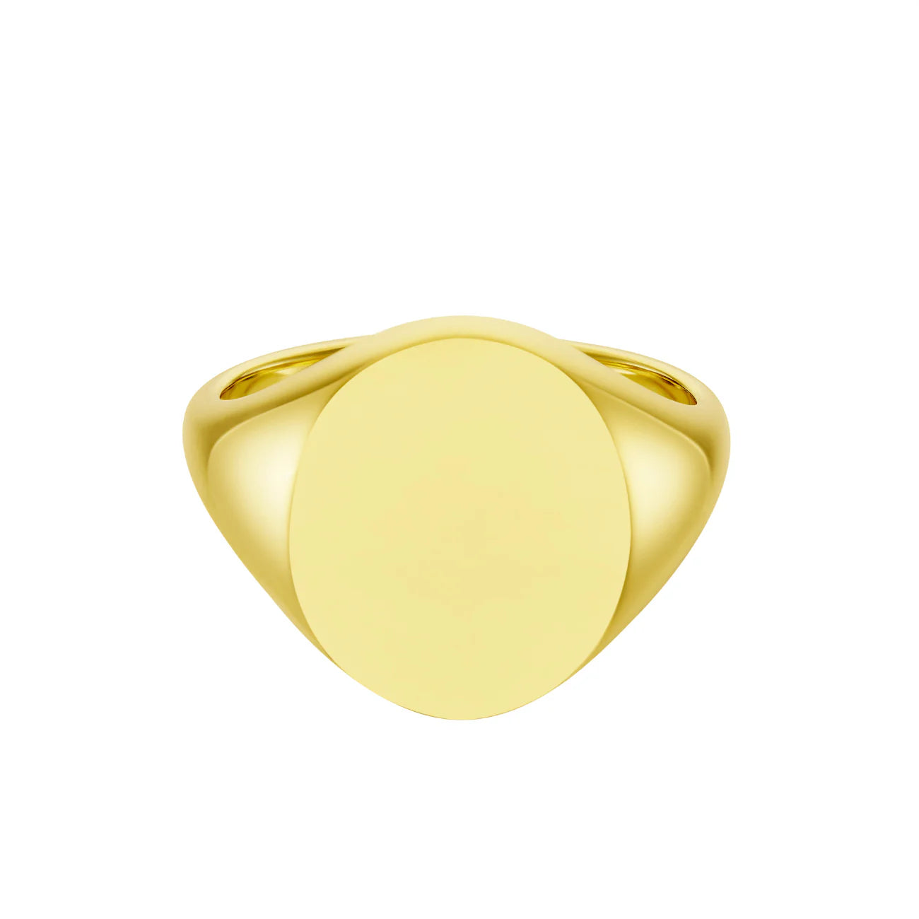 9ct yellow gold oval signet ring 16.5x14mm by Deakin & Francis at EB London