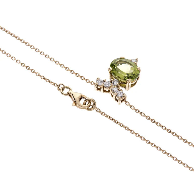 pendant with oval peridot and diamonds by Deakin & Francis at EB London