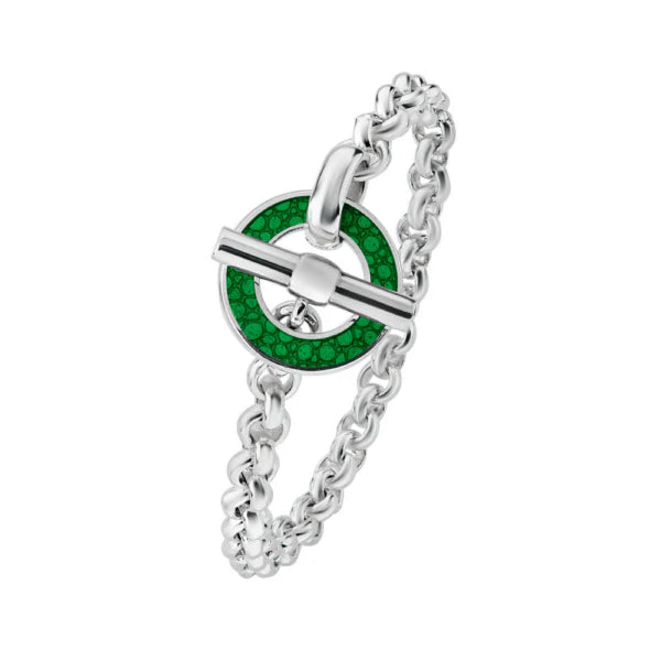 Sterling silver vitreous enamel shagreen bracelet in green by Deakin & Francis at EB London