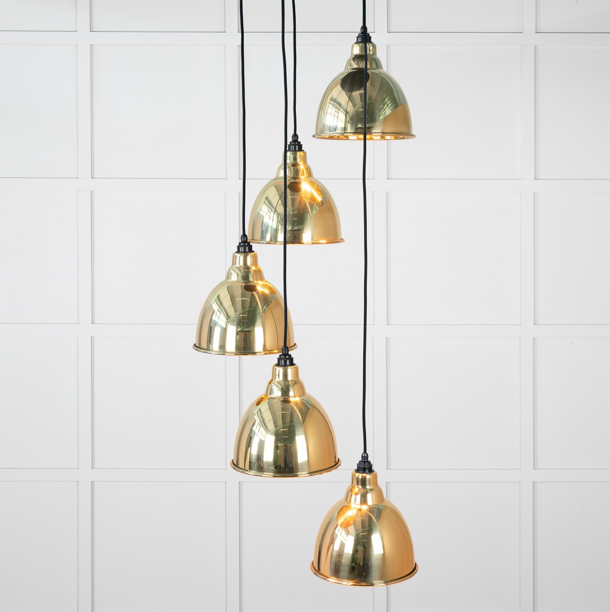 Hammered Brass Brindley Cluster Pendant |Bare - From the Anvil - EB London