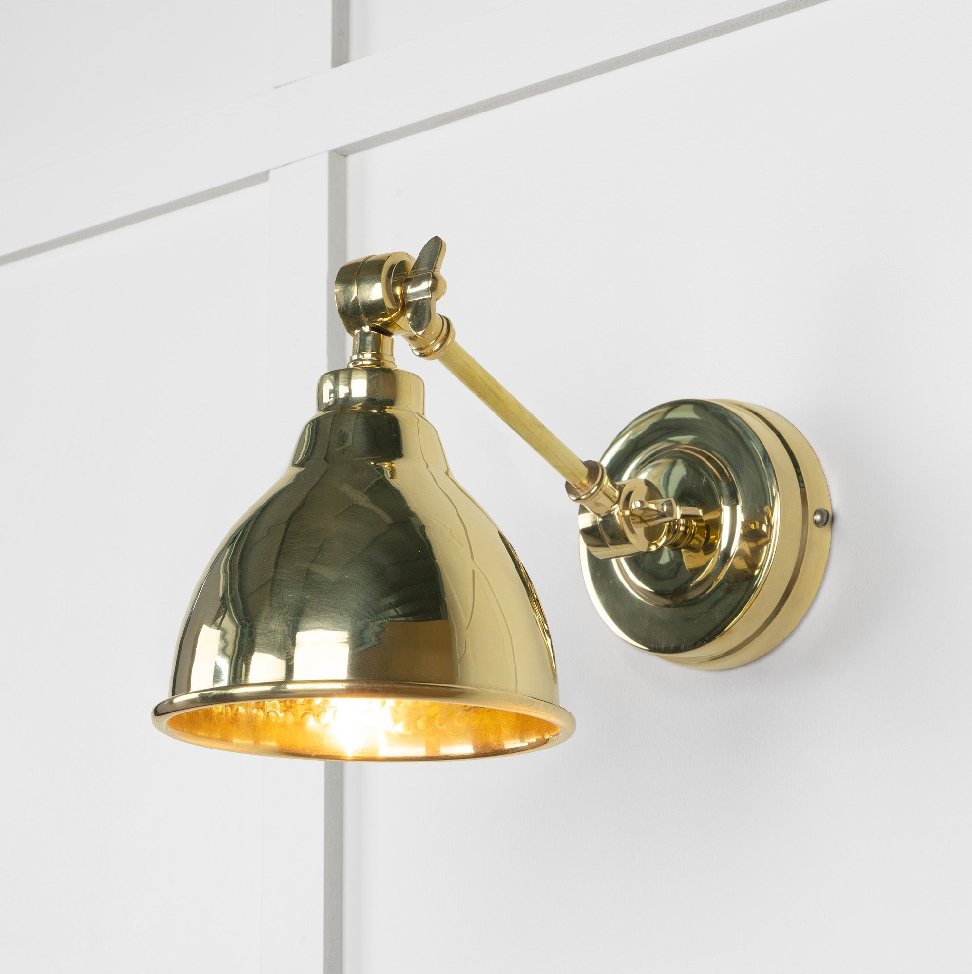 Hammered Brass Brindley Wall Light | Hammered Brass Bare - From the Anvil - EB London