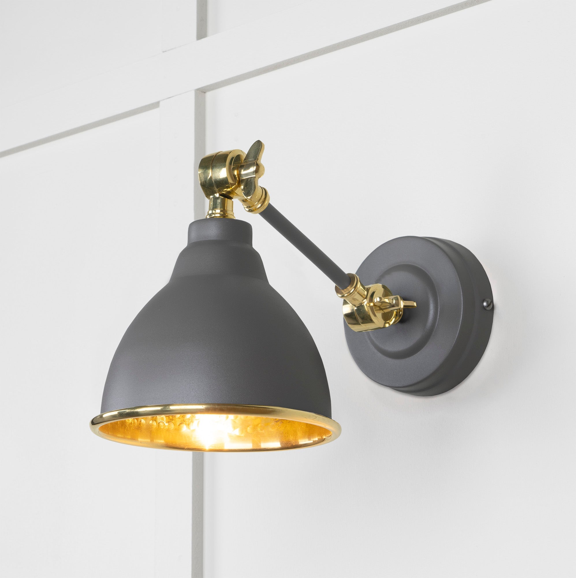 Hammered Brass Brindley Wall Light | Hammered Brass Bluff - From the Anvil - EB London