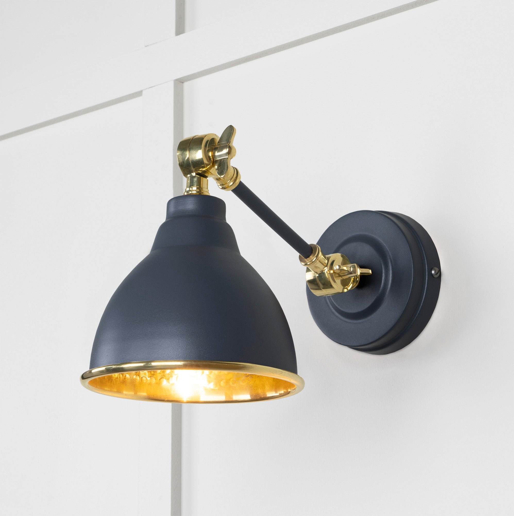 Hammered Brass Brindley Wall Light | Hammered Brass Slate - From the Anvil - EB London